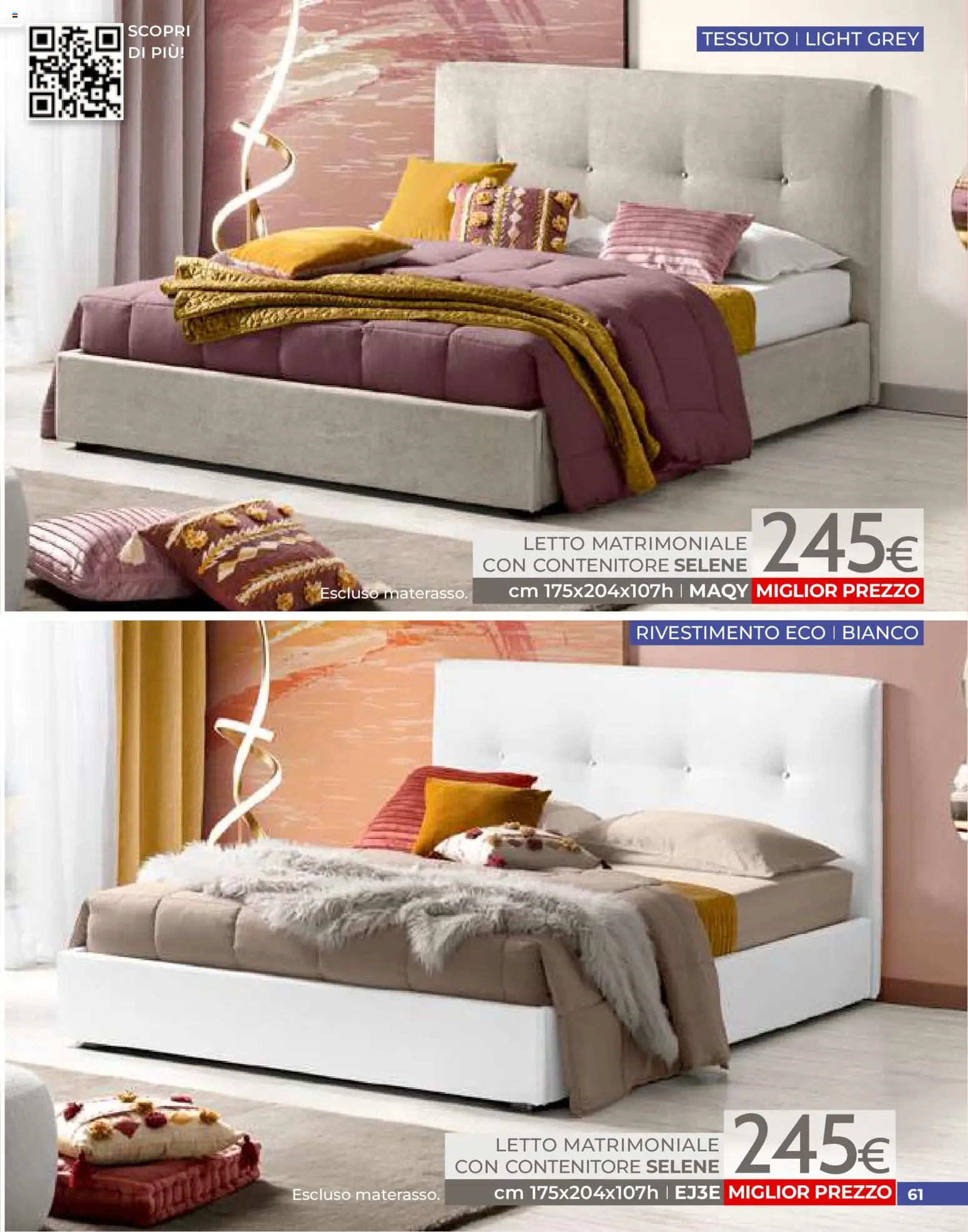 Volantino Mondo Convenienza del 01/07/2026 | Pagina: 61 | Prodotti: Letto matrimoniale, Contenitore, Letto