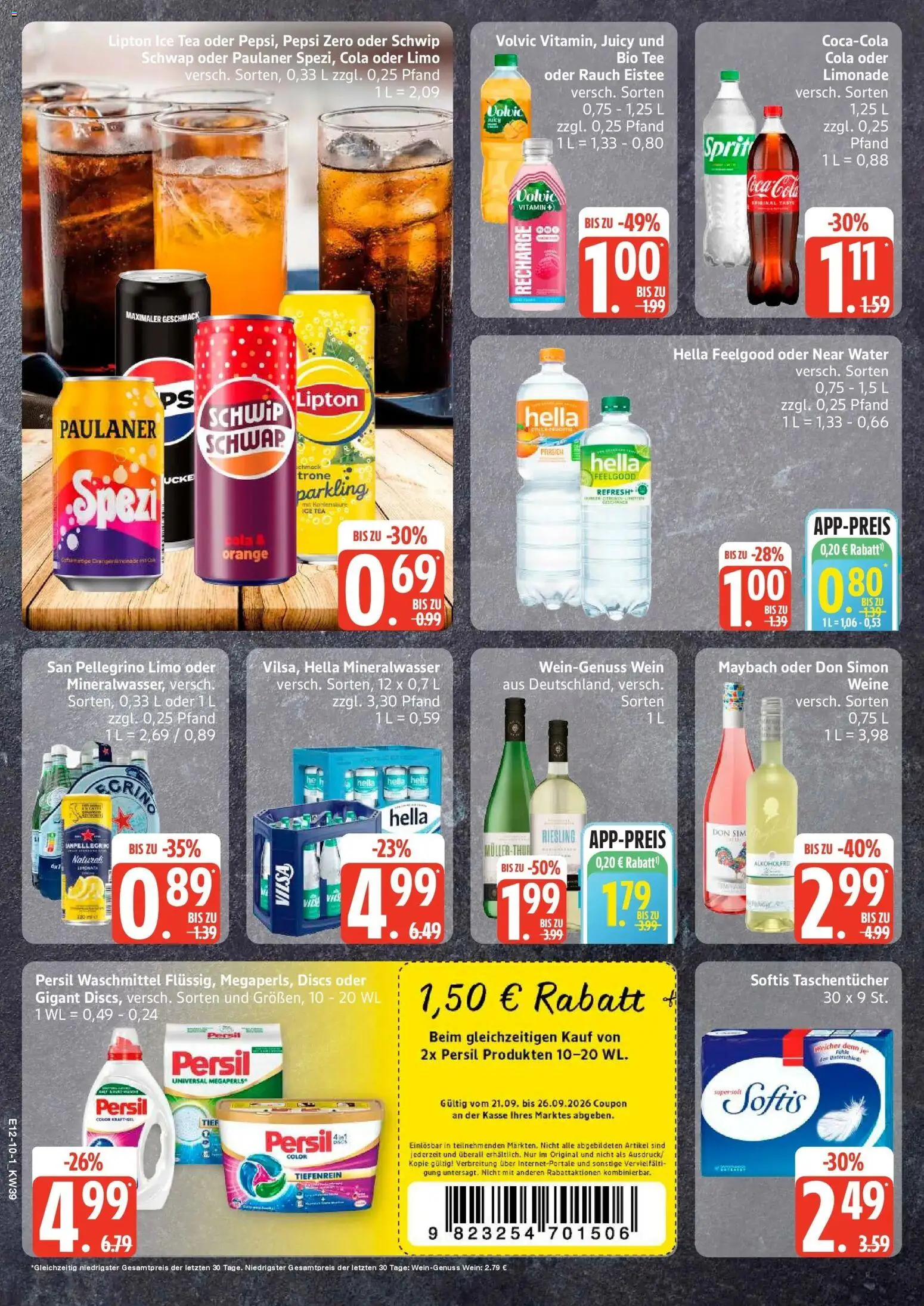 Edeka Prospekt Norderstedt (ab 21.09.2026) » Angebote Online | Seite: 10 | Produkte: Taschentücher, Waschmittel, Wein, Tee