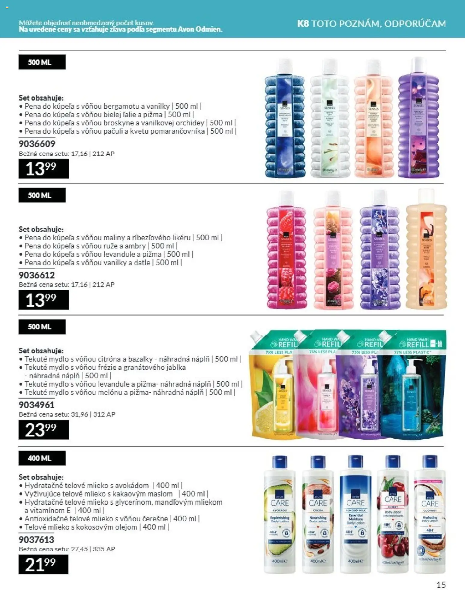 Nové Avon akcie – leták je platný od 01.08.2026 | Strana: 15 | Produkty: Mydlo, Pena do kúpeľa, Ruže, Broskyne