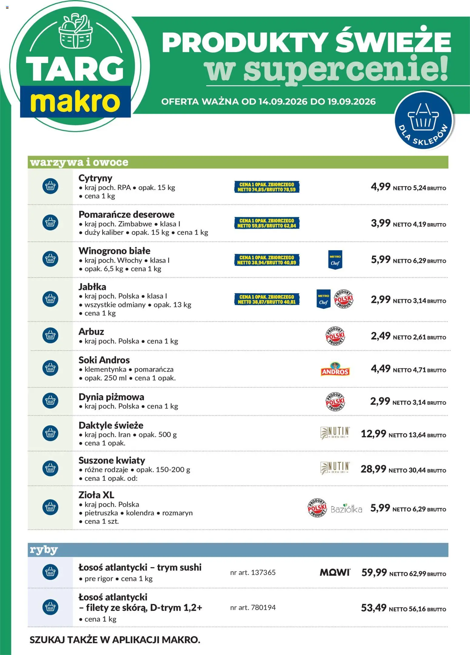 Makro gazetka - Oferta świeża w super cenach od 14.09.2026 | Strona: 6 | Produkty: Pomarańcze deserowe, Pietruszka, Łosoś atlantycki, Pomarańcze