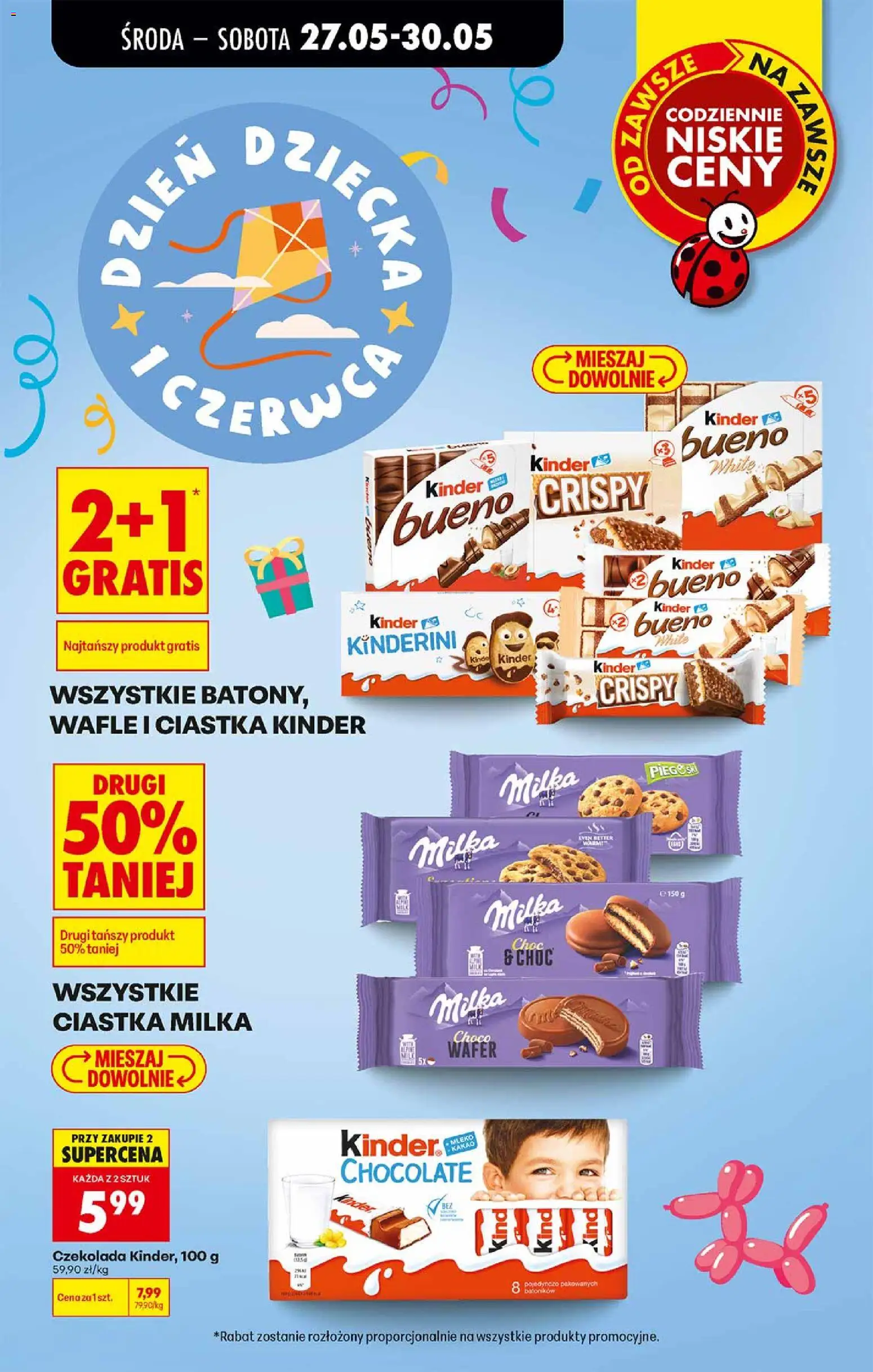 Biedronka gazetka od środy od 27.05.2026 | Strona: 11 | Produkty: Wafle, Kinder Bueno, Czekolada, Ciastka