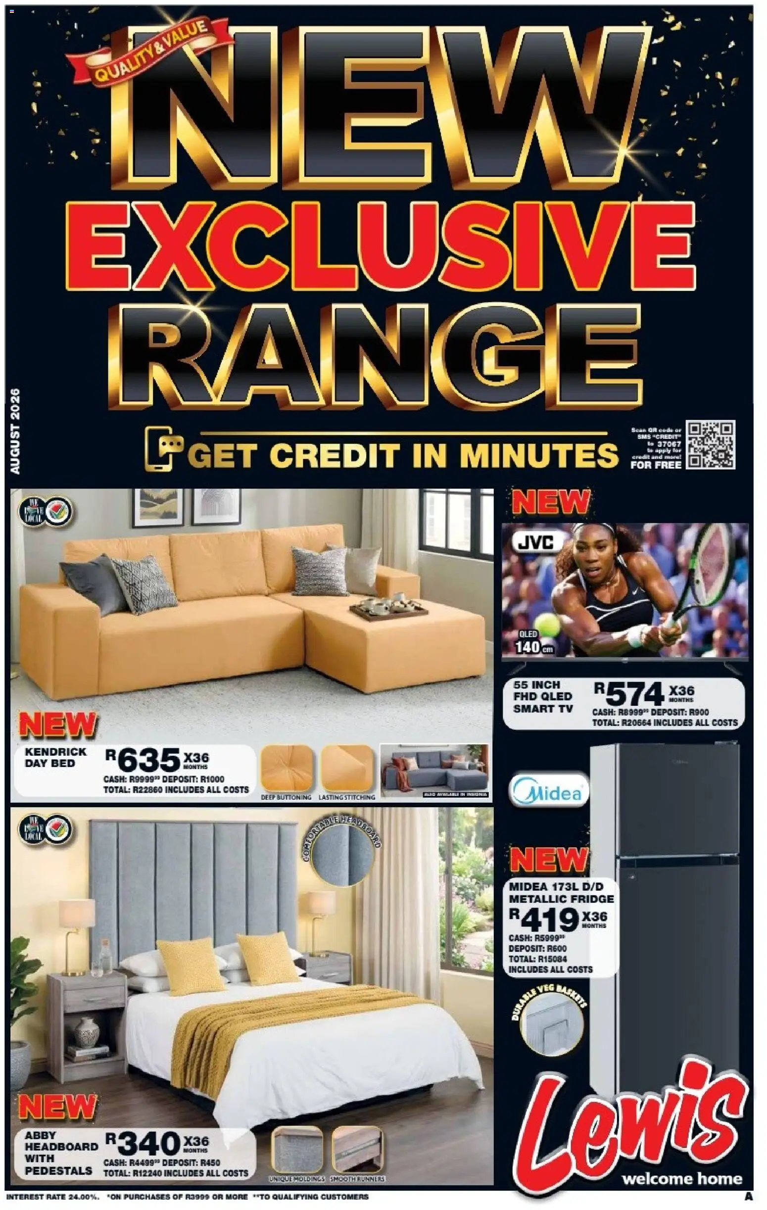 New Lewis Stores catalogue – valid from 10/08/2026 | Page: 1 | Products: Headboard, Bed, TV, Basket