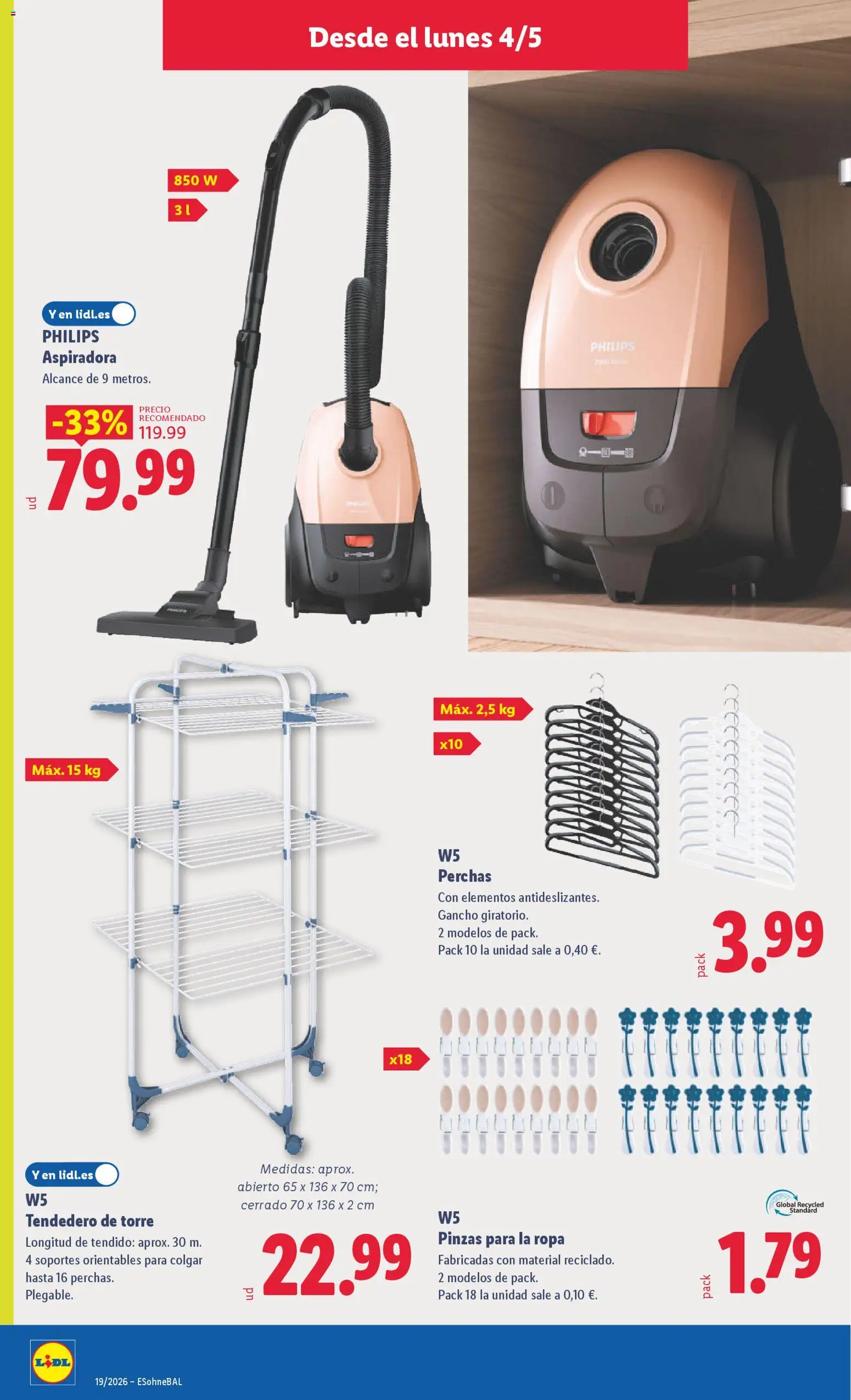 Lidl folleto de bazar │ válido desde el 04.05.2026 | Página: 16 | Productos: Ropa, Tendedero, Aspiradora