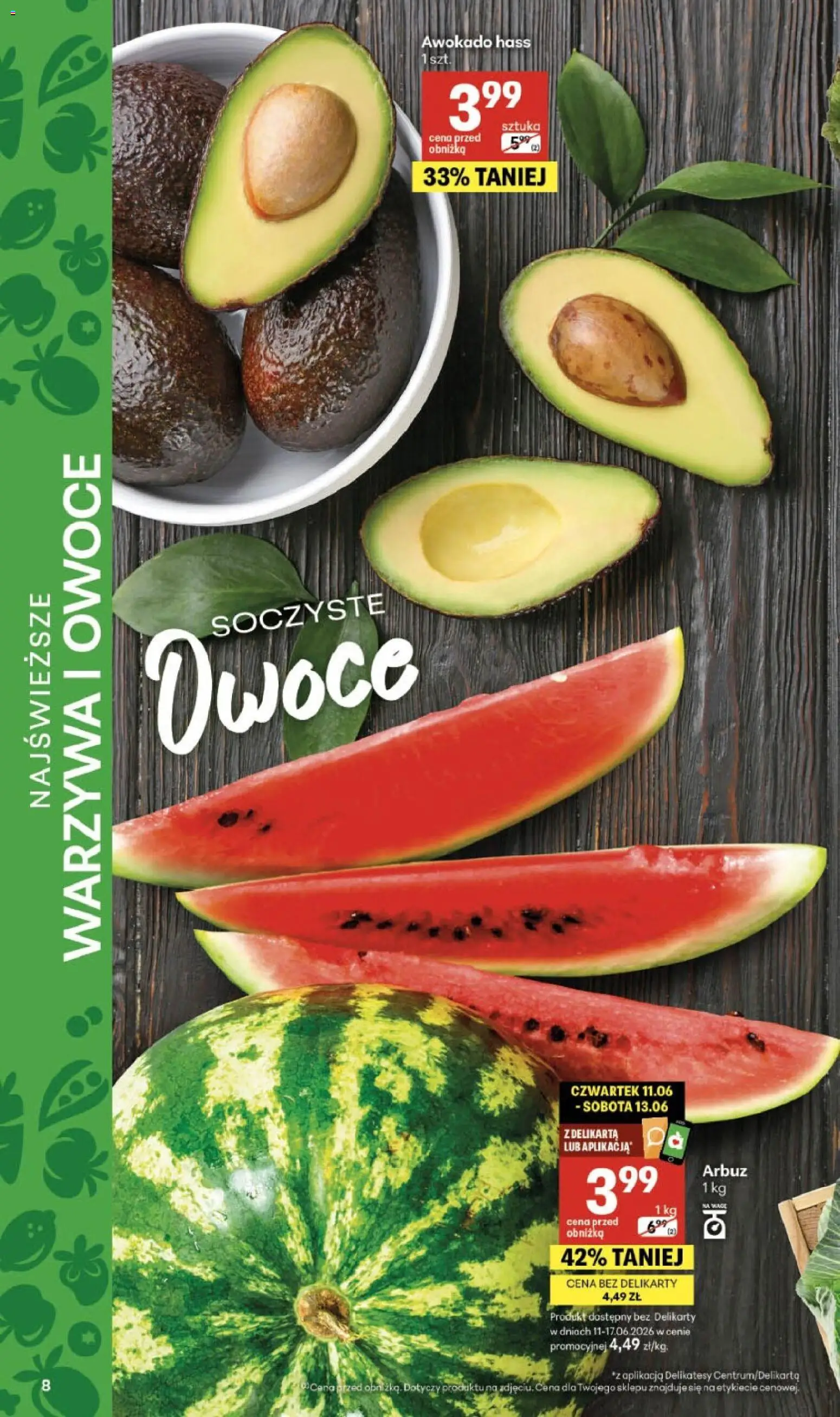 Delikatesy Centrum gazetka - Sklepy Własne od 11.06.2026 | Strona: 8 | Produkty: Delikatesy, Awokado, Warzywa, Owoce