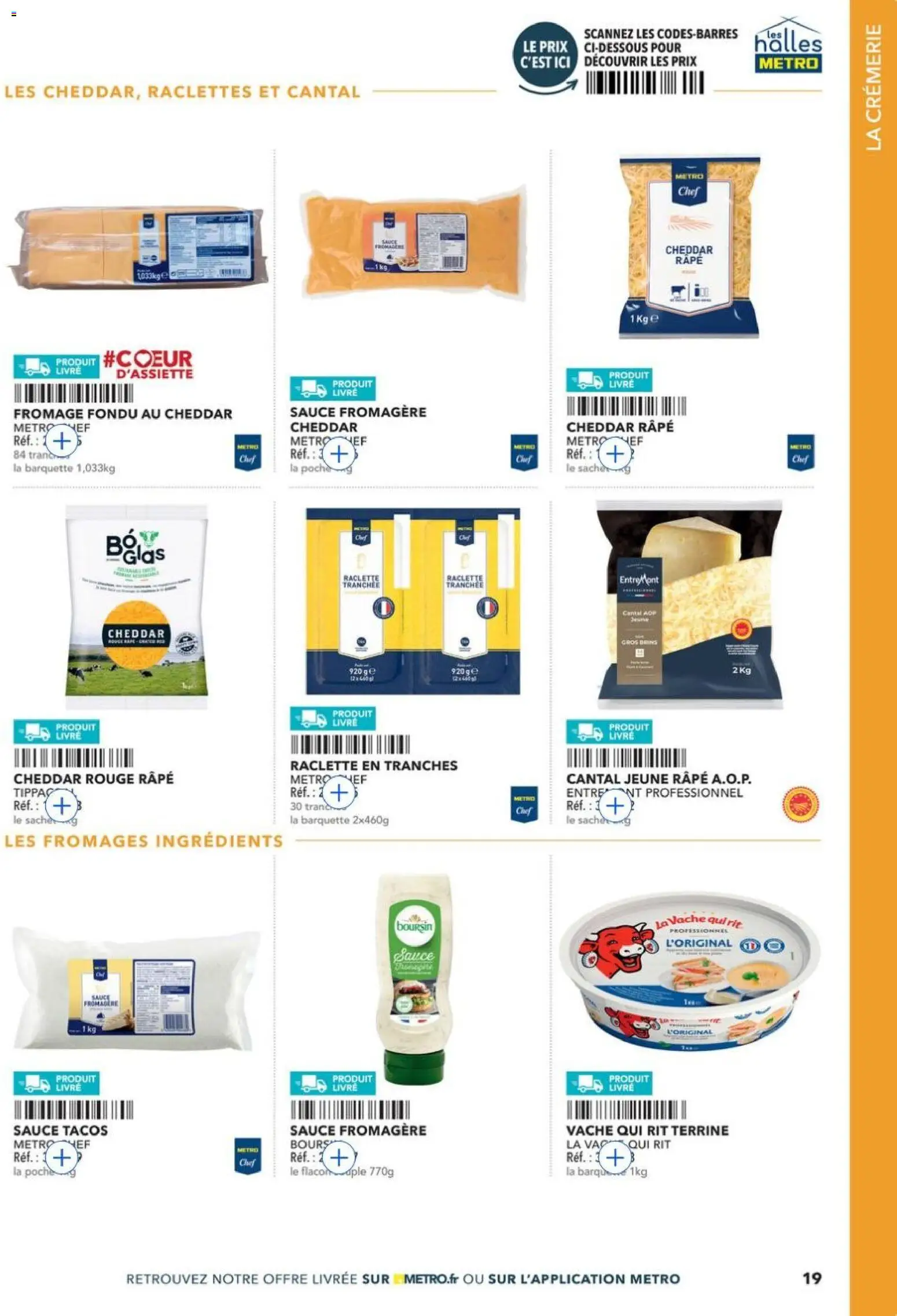 {H1} | Page: 19 | Produits: Sauce fromagère, Fromage, Cheddar, Livre