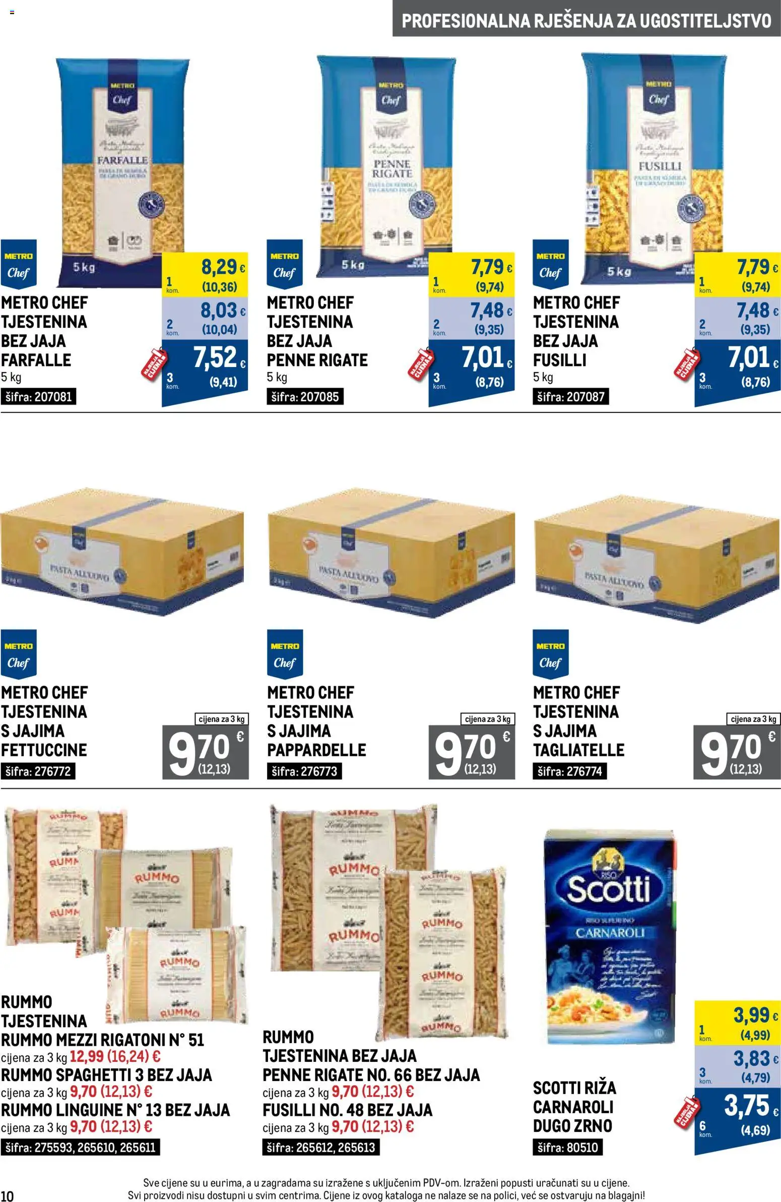 Metro katalog | vrijedi od 01.10.2026 | Stranica: 10 | Proizvodi: Tagliatelle, Jaja, Riža, Tjestenina