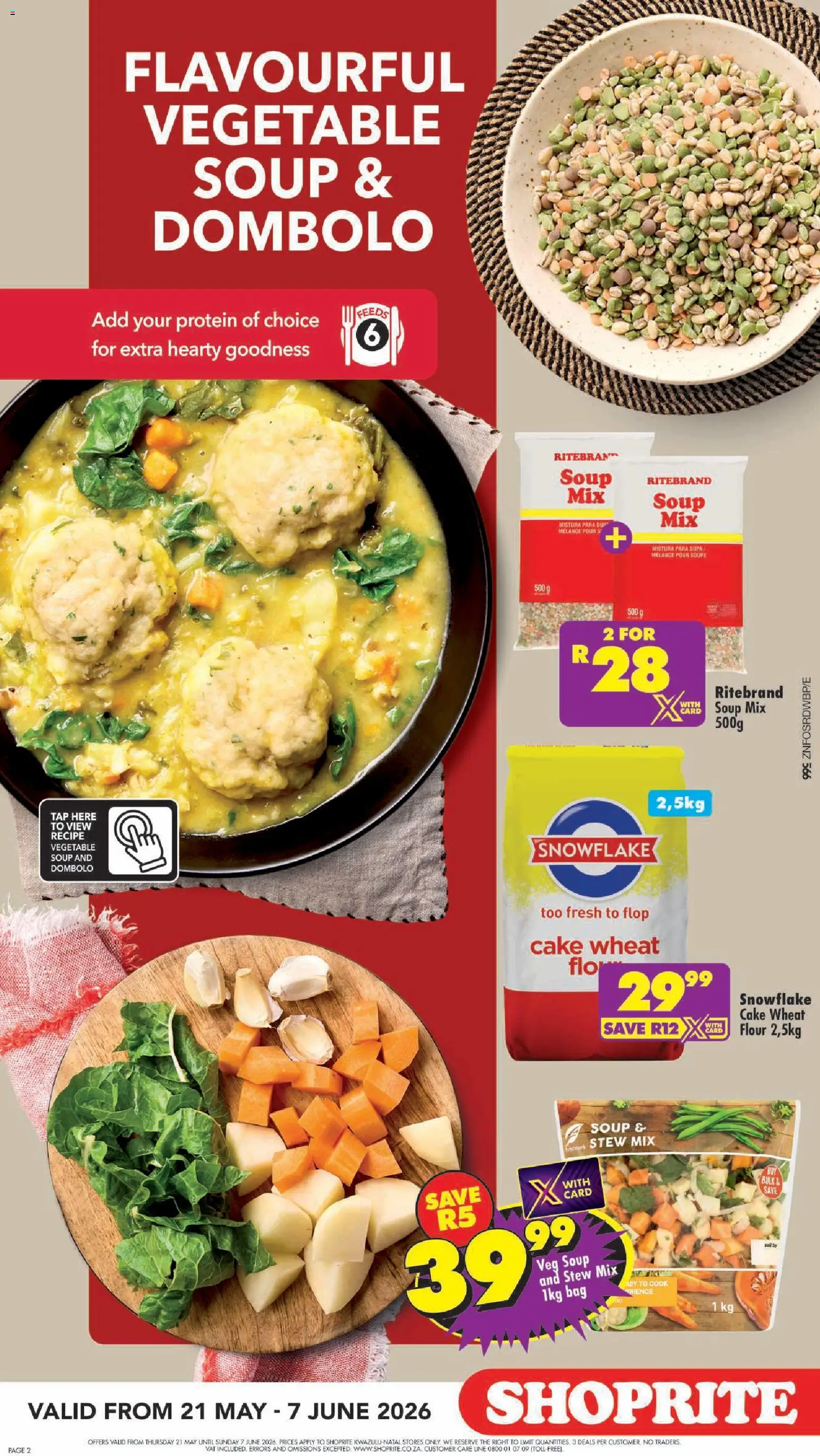 New Shoprite catalogue – valid from 21.05.2026 | Page: 2 | Products: Bag, Detergente líquido, Tap, Soup