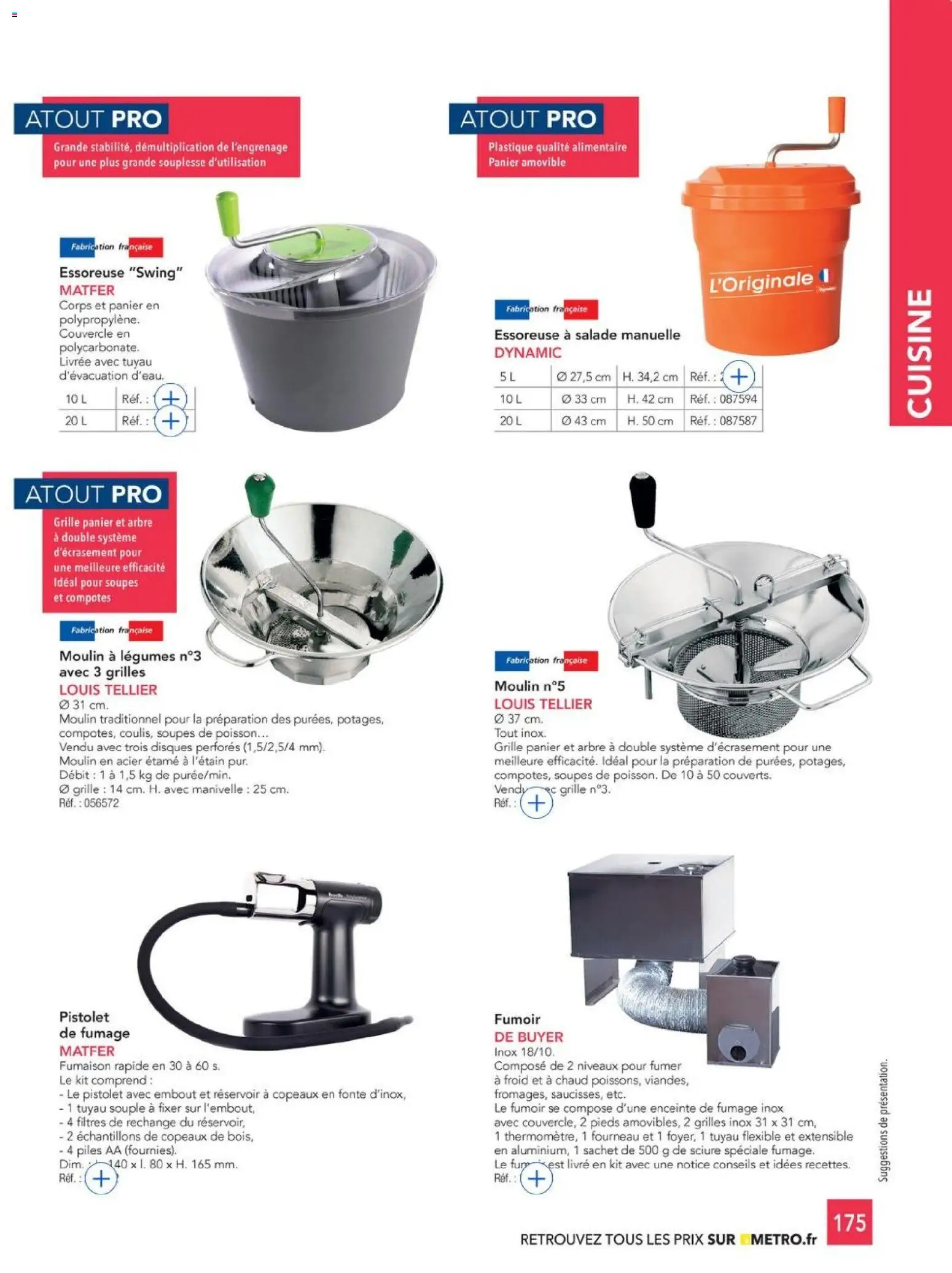 {H1} | Page: 175 | Produits: Piles AA, Soupes, Tuyau, Panier