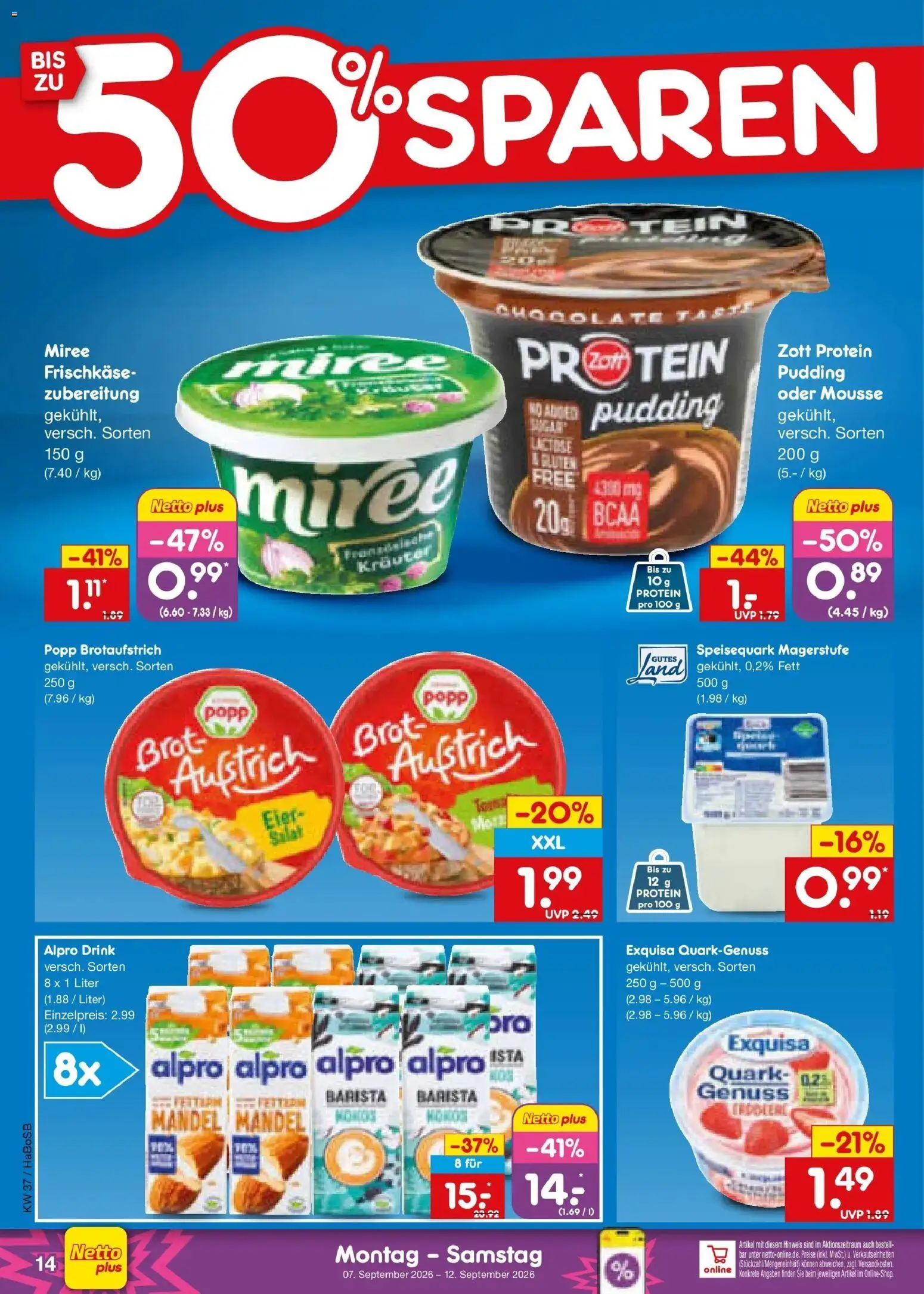 Netto Marken-Discount Prospekt Unna – gültig ab 07.09.2026 | Seite: 20 | Produkte: Quark, Pudding, Brot, Salat