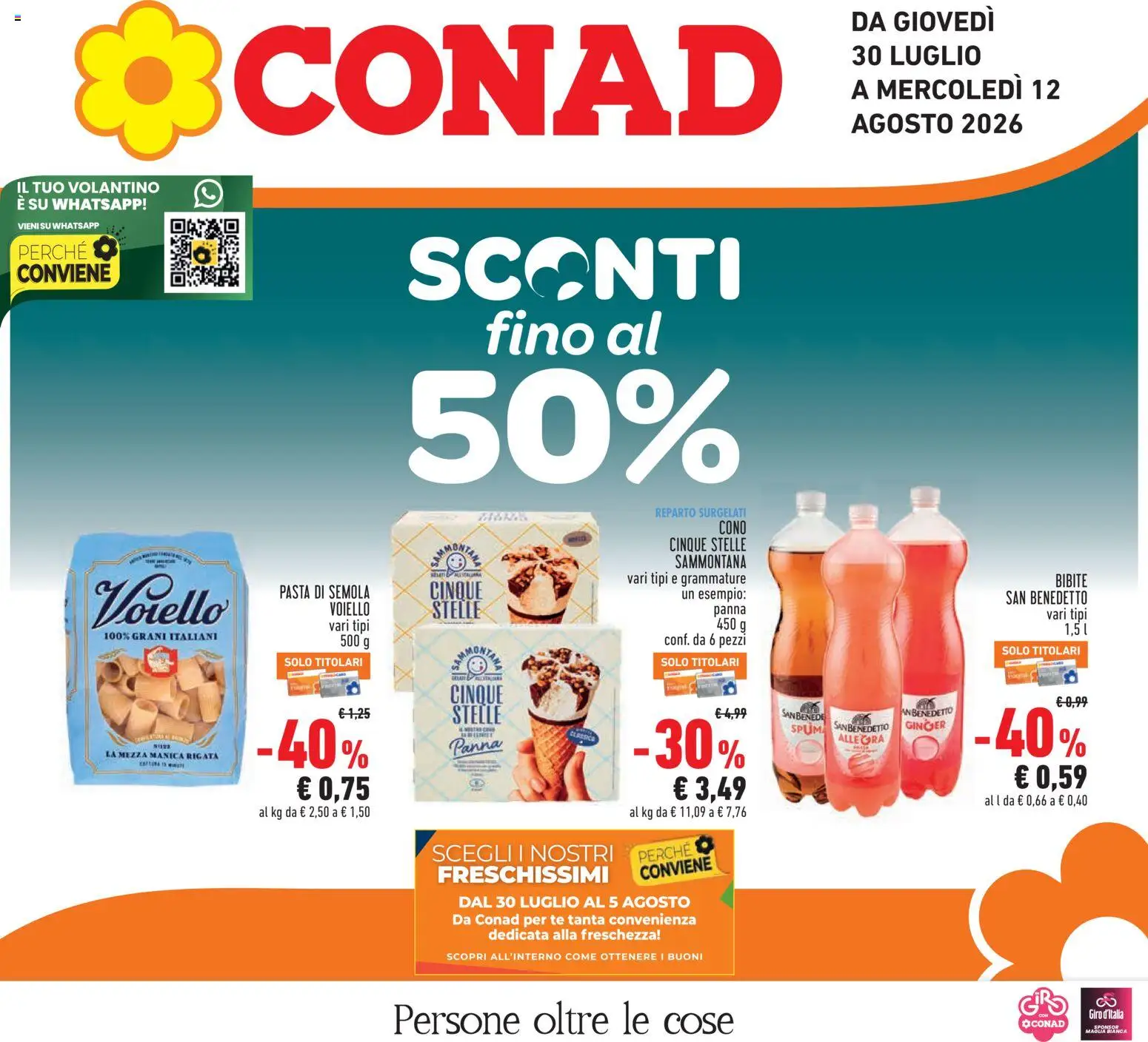 Volantino Conad del 30/07/2026 | Pagina: 1 | Prodotti: Tè, Panna, Pasta, Bibite