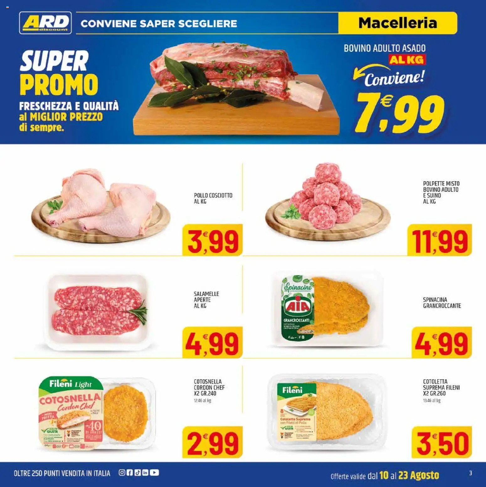 Volantino ARD Discount del 10/08/2026 | Pagina: 11 | Prodotti: Bovino, Pollo, Suino, Polpette