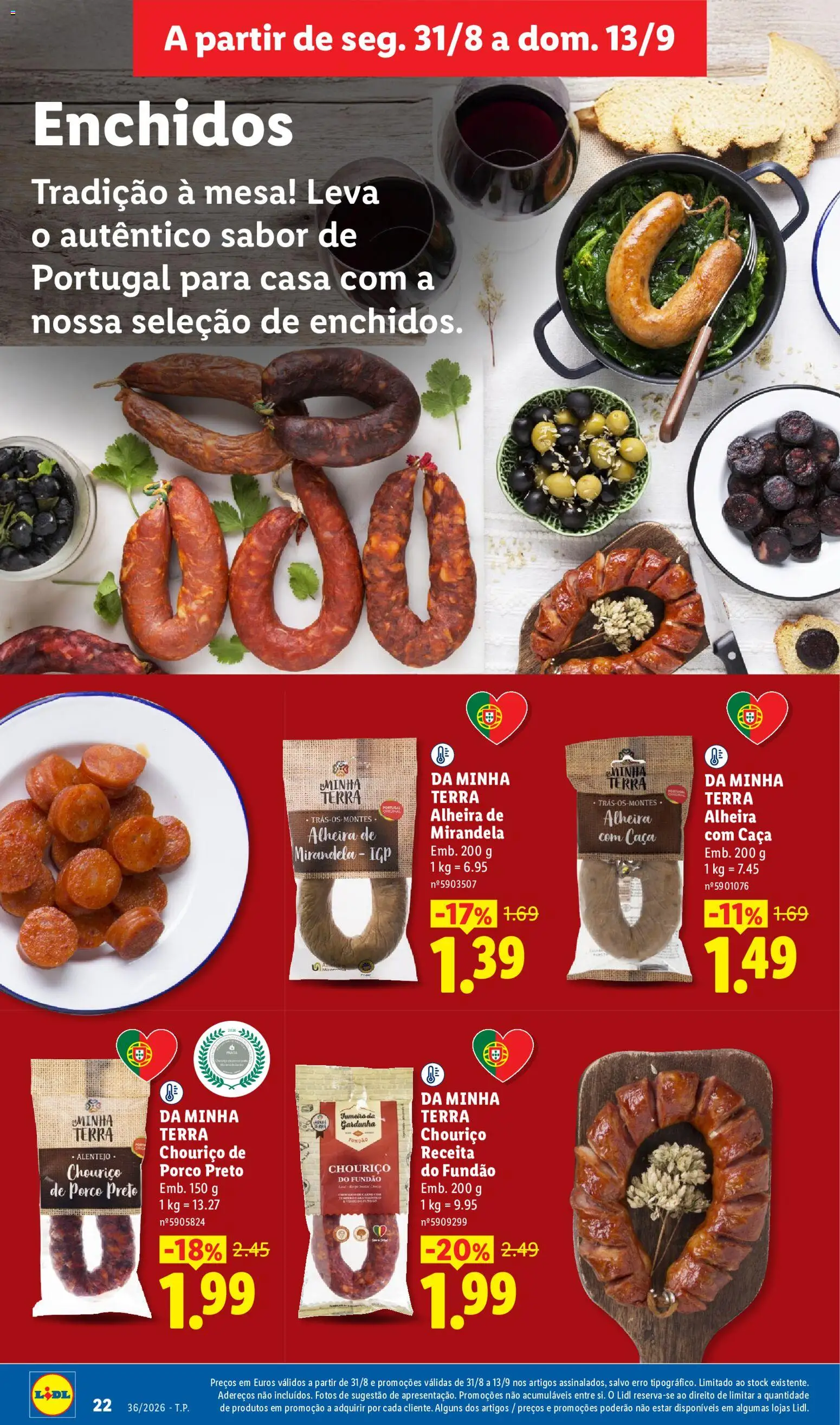 Lidl Folheto Especial │ válido de 31/08/2026 | Página: 22 | Produtos: Mesa, Chouriço, Alheira