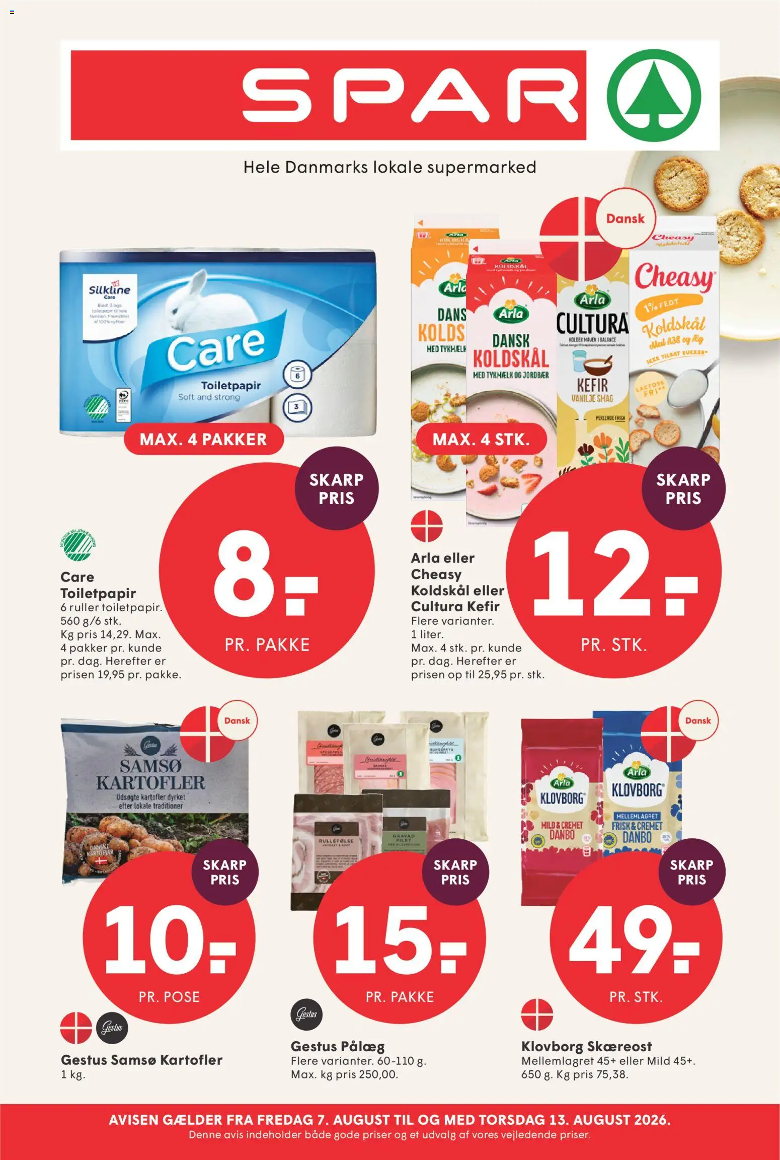 Spar tilbudsavis – gyldig fra 07/08/2026 | Side: 1 | Produkter: Jordbær, Koldskål, Rullepølse, Vanilje