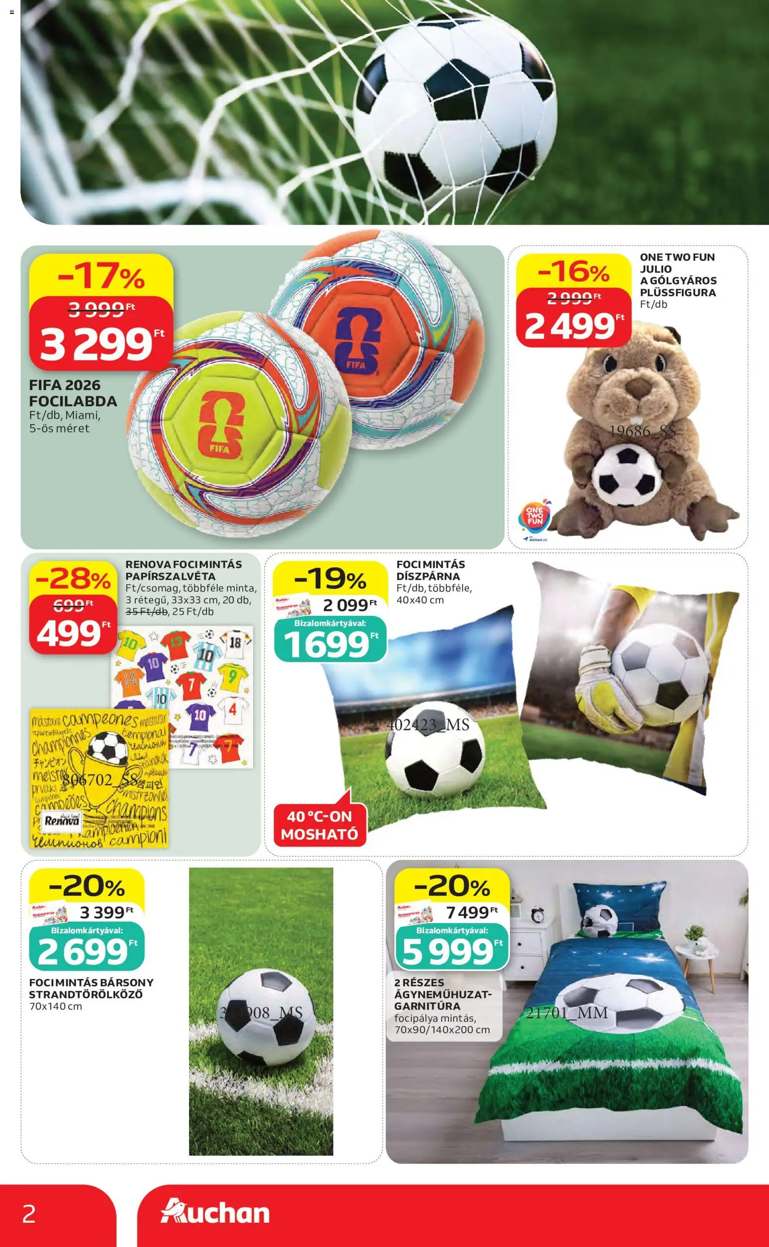 Auchan akciós ujság - amely érvényes a következő dátumtól: 11.06.2026 | Oldal: 2 | Termékek: Strandtörölköző, Ágyneműhuzat, Díszpárna