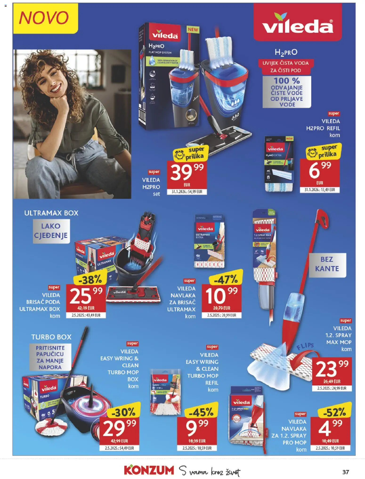 Konzum katalog | vrijedi od 15.07.2026 | Stranica: 37 | Proizvodi: Pritisnite, Brisac poda, Voda, Vileda