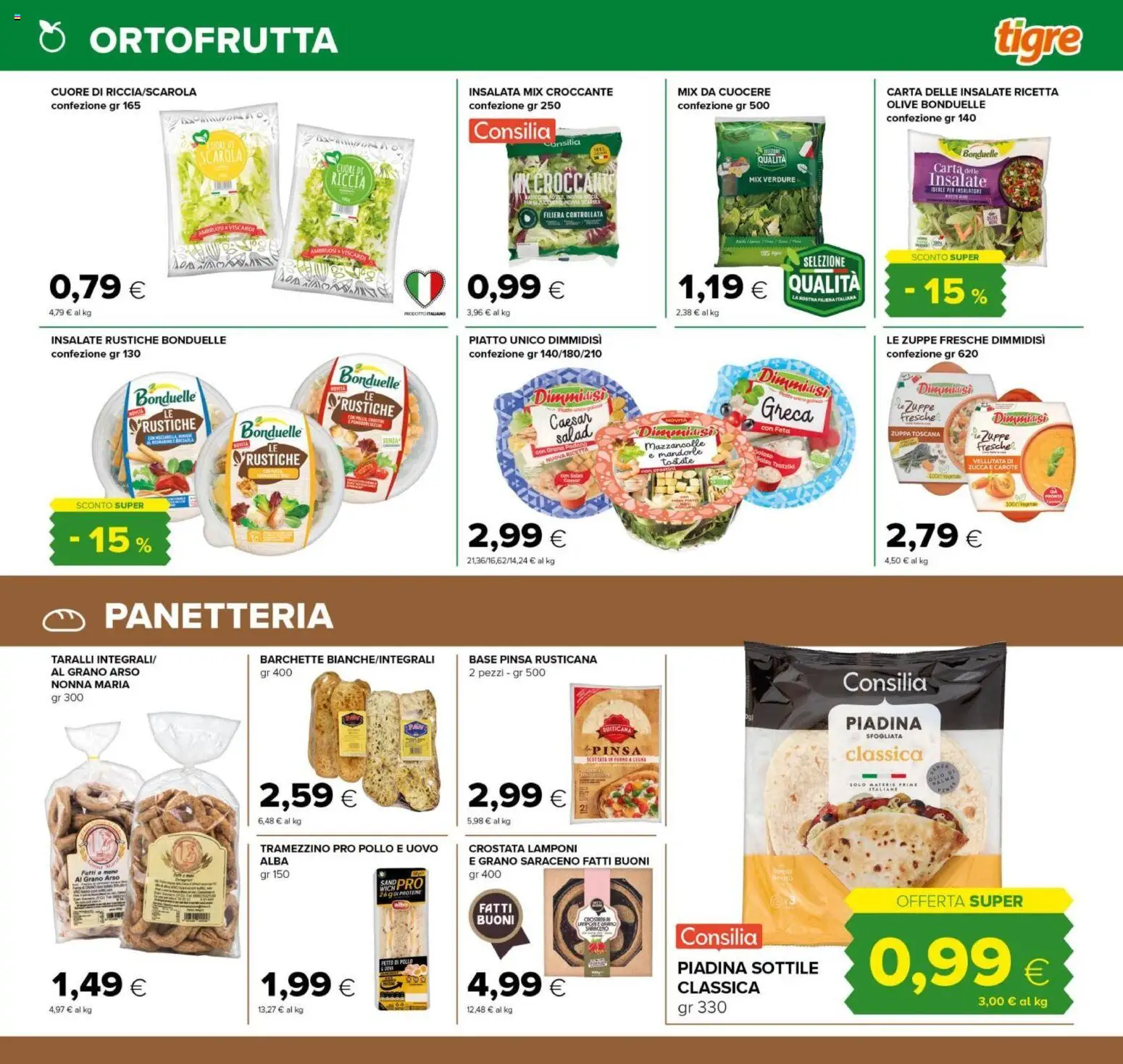 Volantino Tigre del 21/08/2026 | Pagina: 7 | Prodotti: Verdure, Salsa, Piadina, Grana Padano