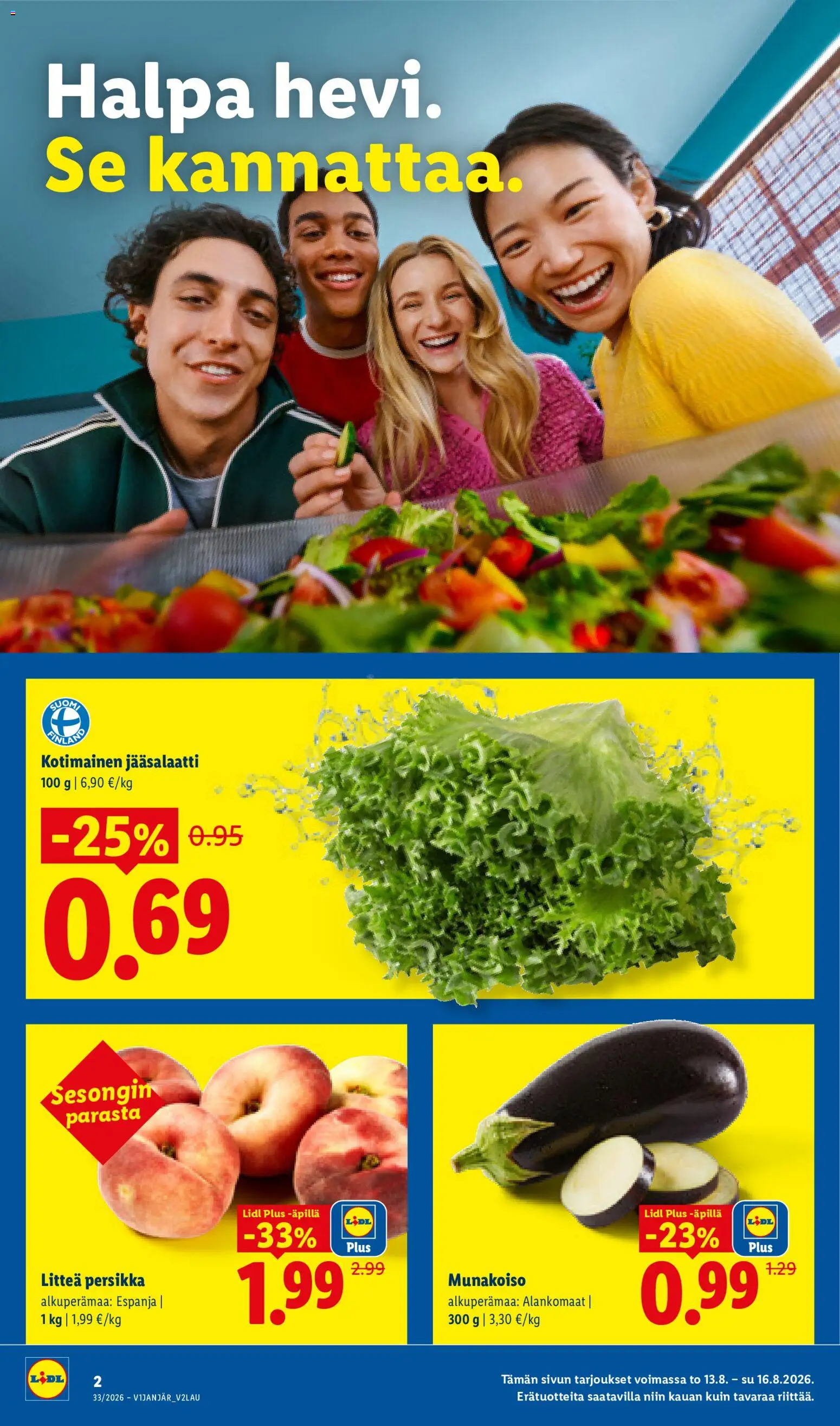 Lidl tarjoukset - Tampere – voimassa 13/08/2026 alkaen | Sivu: 2 | Tuotteet: Munakoiso, Persikka