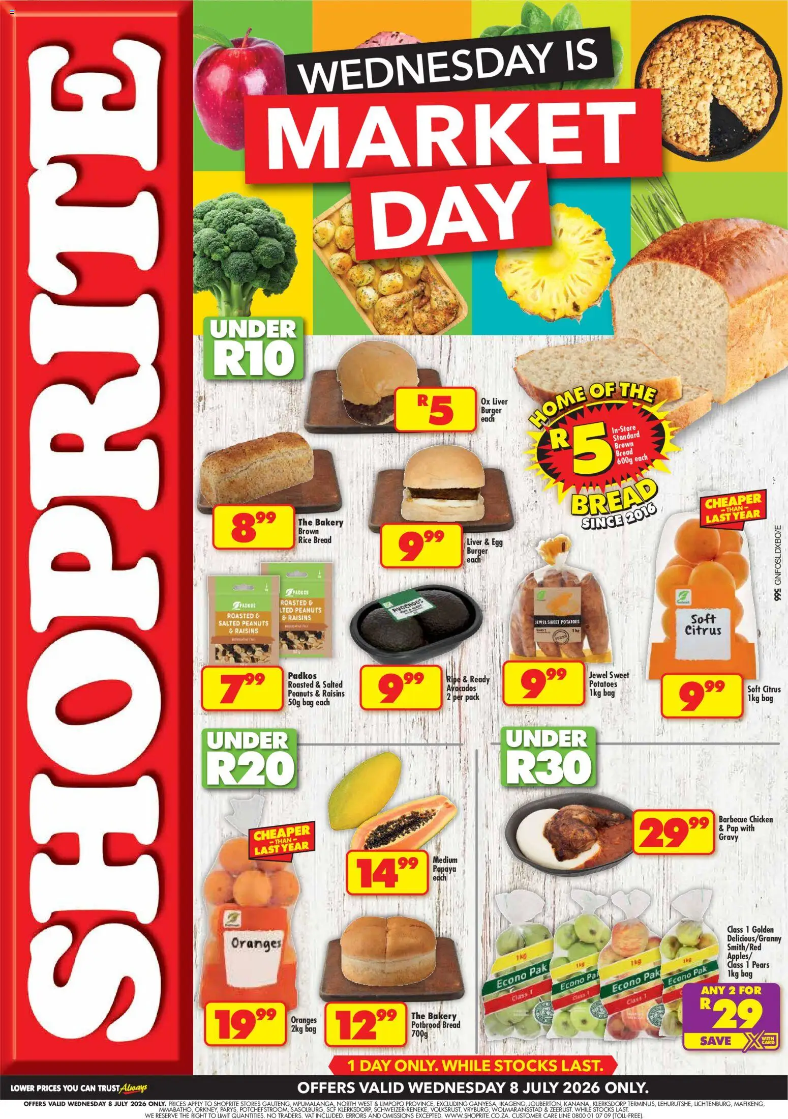 New Shoprite catalogue – valid from 06/07/2026 | Page: 1 | Products: Bakery, Apples, Desmaquilante, Potatoes