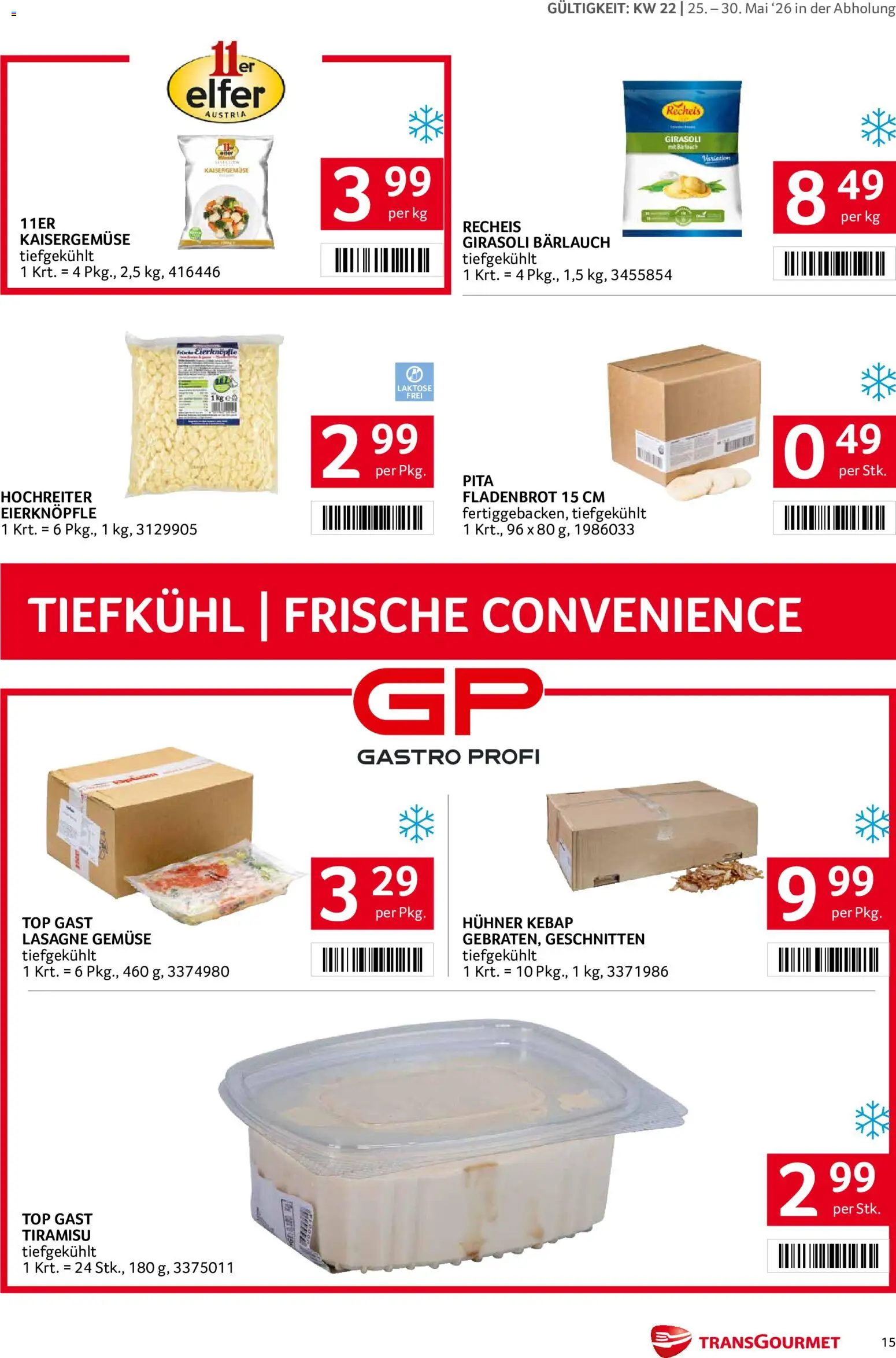 Transgourmet Flugblatt gültig ab 25.05.2026 | Seite: 15 | Produkte: Gemüse