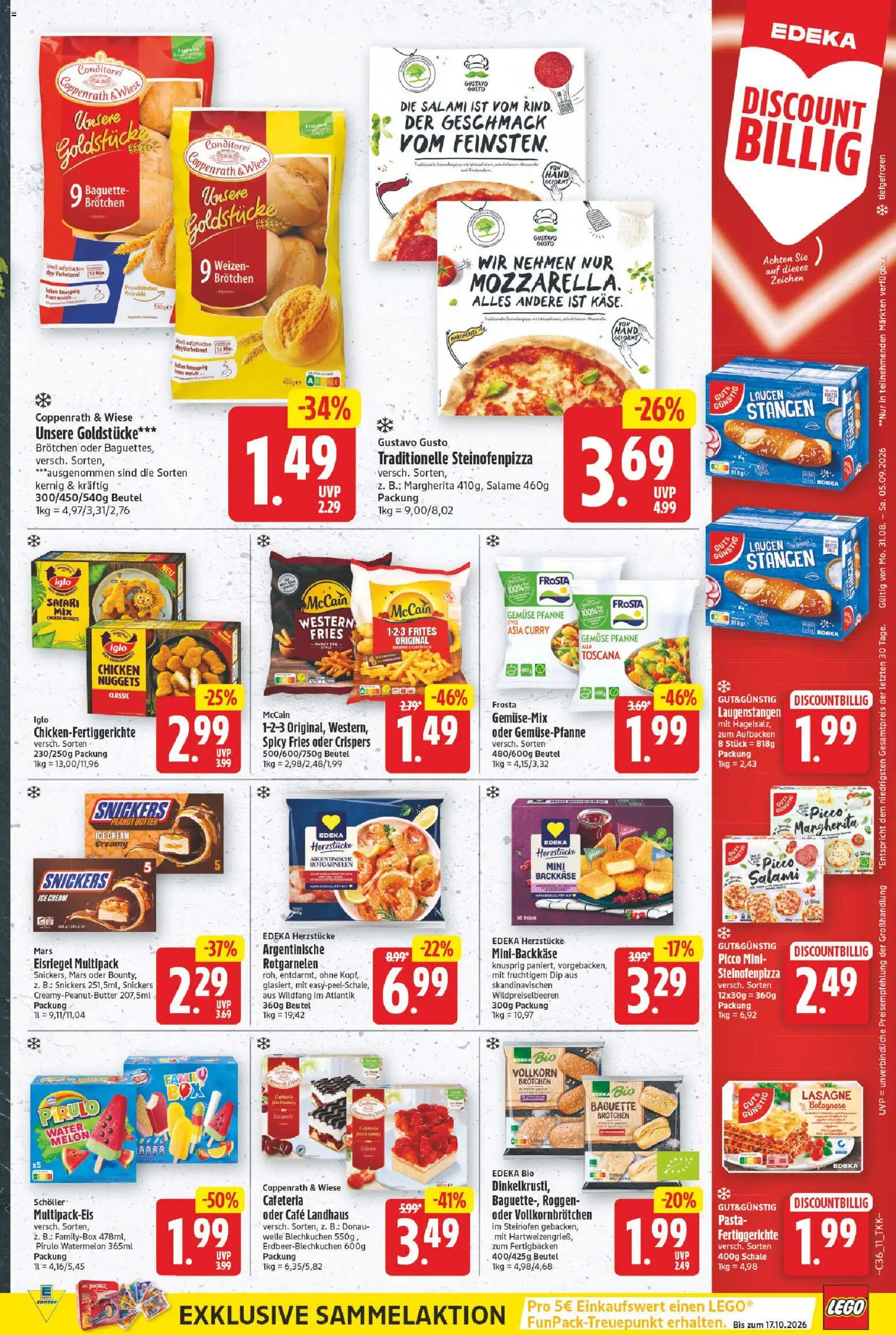 E center Prospekt – gültig ab 31.08.2026 | Seite: 13 | Produkte: Gustavo gusto, Iglo, Baguette, Salami