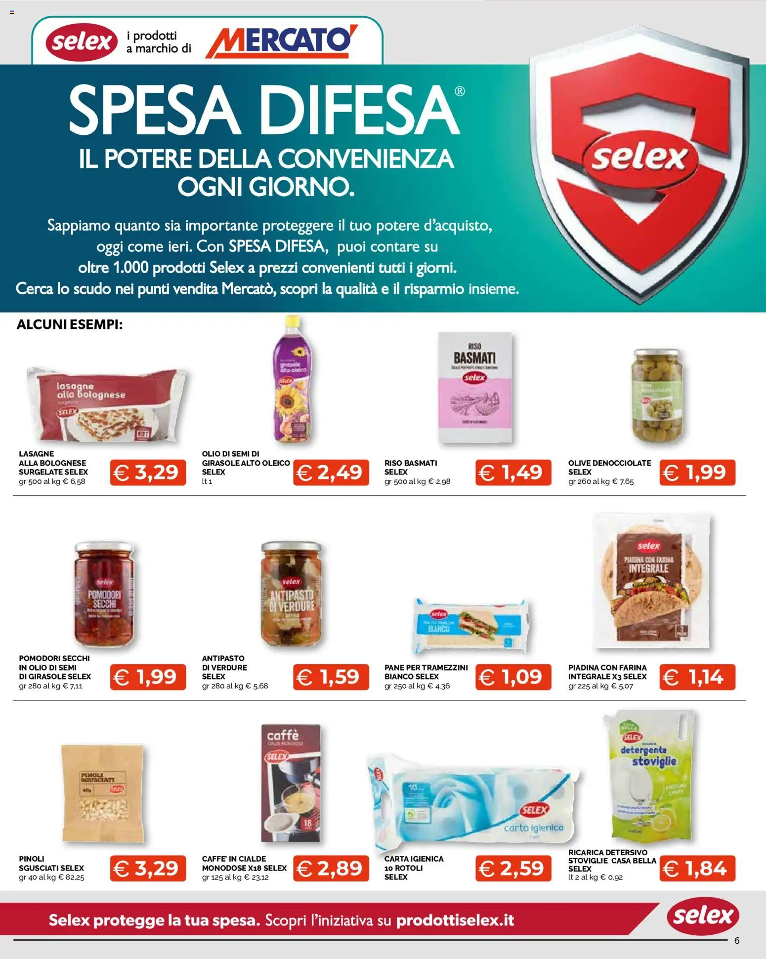 Volantino Mercatò del 22/10/2026 | Pagina: 6 | Prodotti: Detergente, Olio, Farina, Caffè in cialde