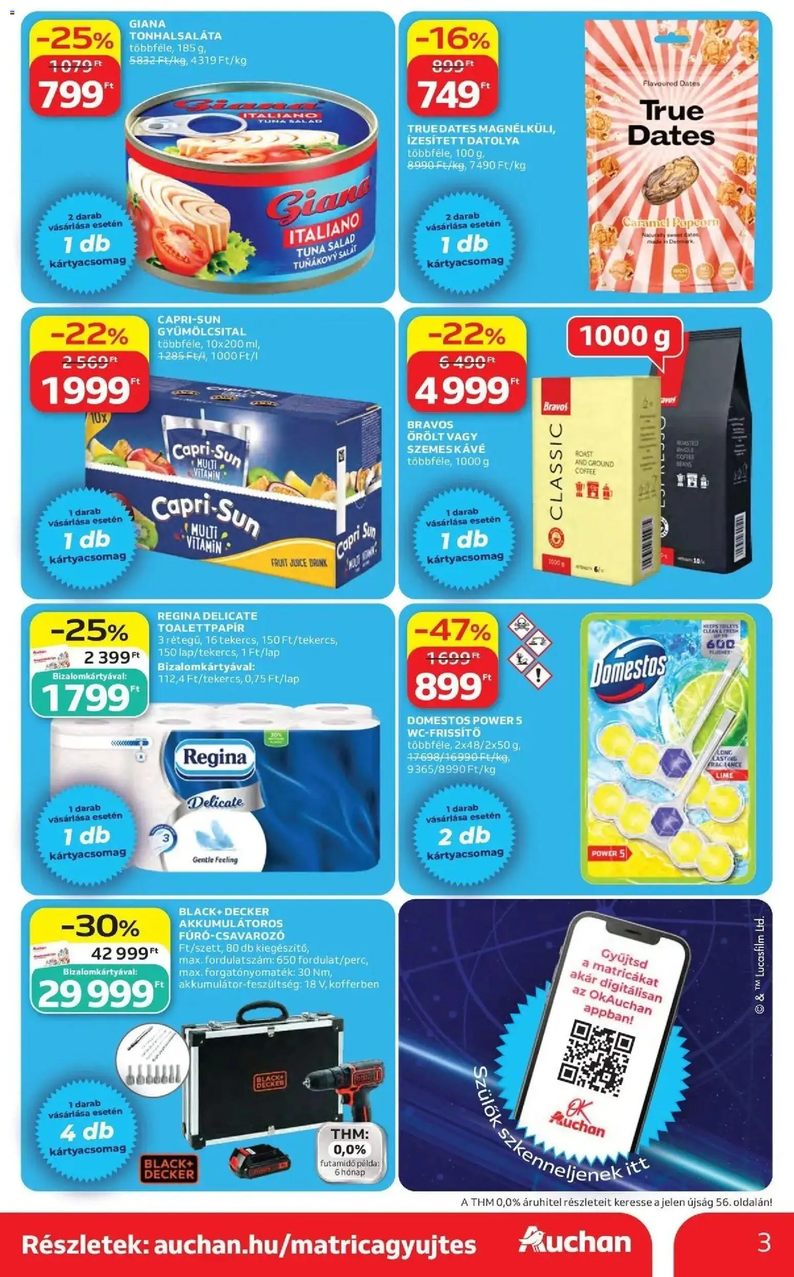 Auchan akciós ujság - amely érvényes a következő dátumtól: 14.05.2026 | Oldal: 3 | Termékek: Capri Sun, Lime, Datolya, Szemes kávé