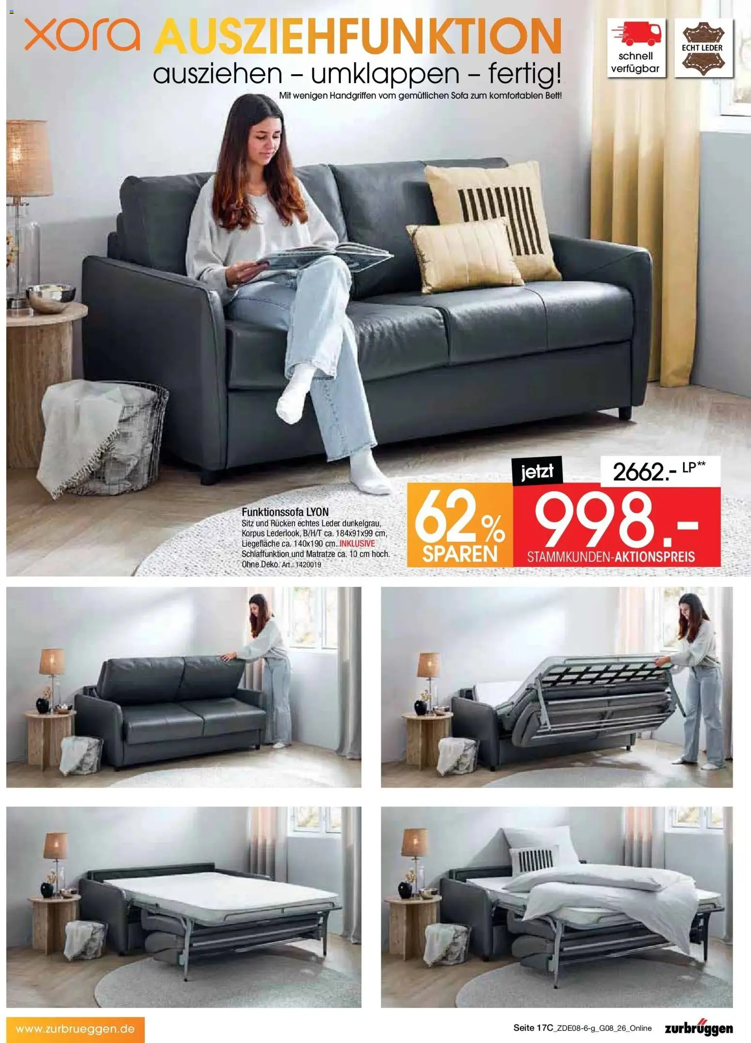 Zurbrüggen - Zurbrüggen: Bonus Sonder-Tage – gültig ab 31.07.2026 | Seite: 23 | Produkte: Bett, Matratze, Sofa