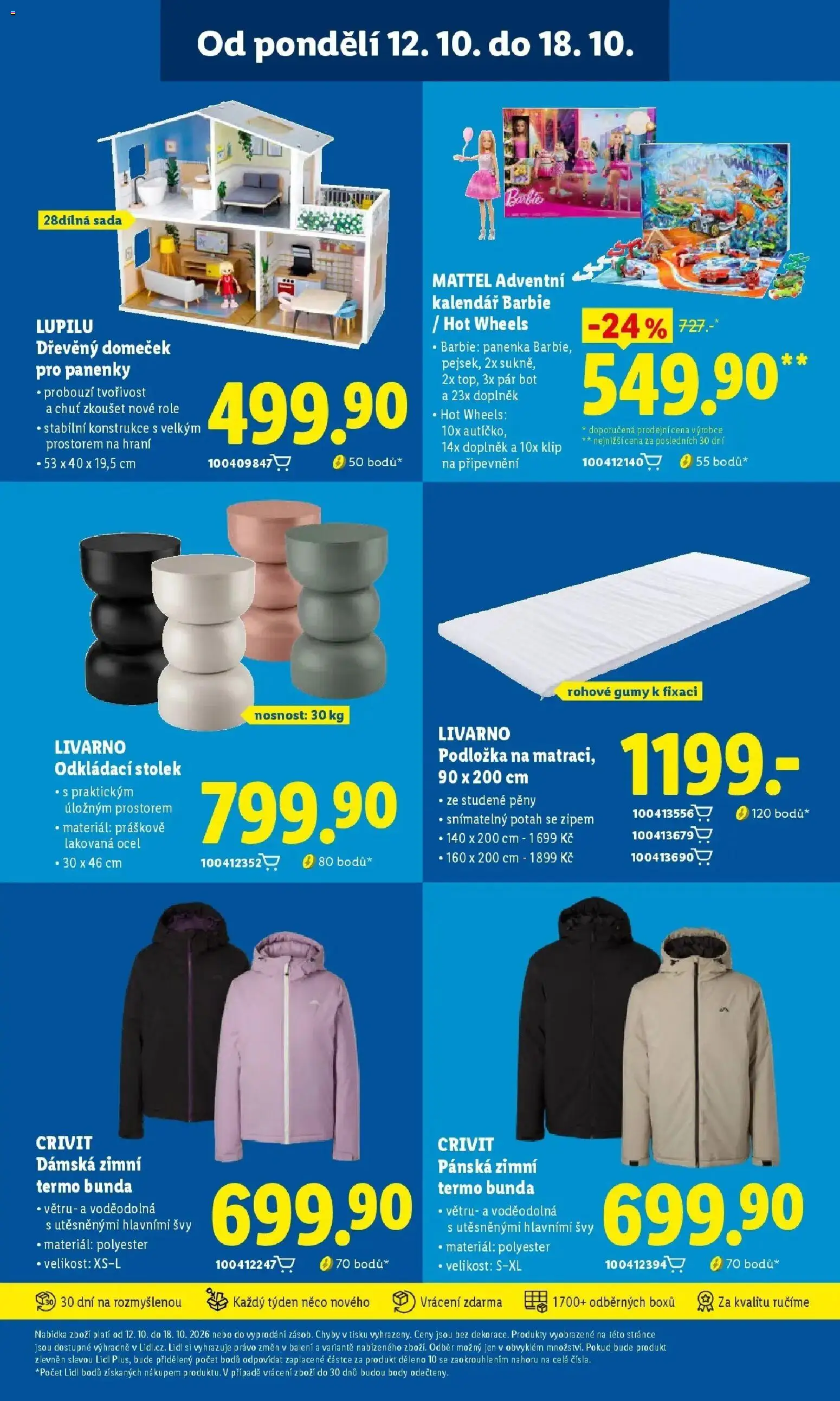Lidl leták od 15.10.2026 - Nový akční leták | Strana: 47 | Produkty: Adventní kalendář, Odkládací stolek, Hot Wheels, Body