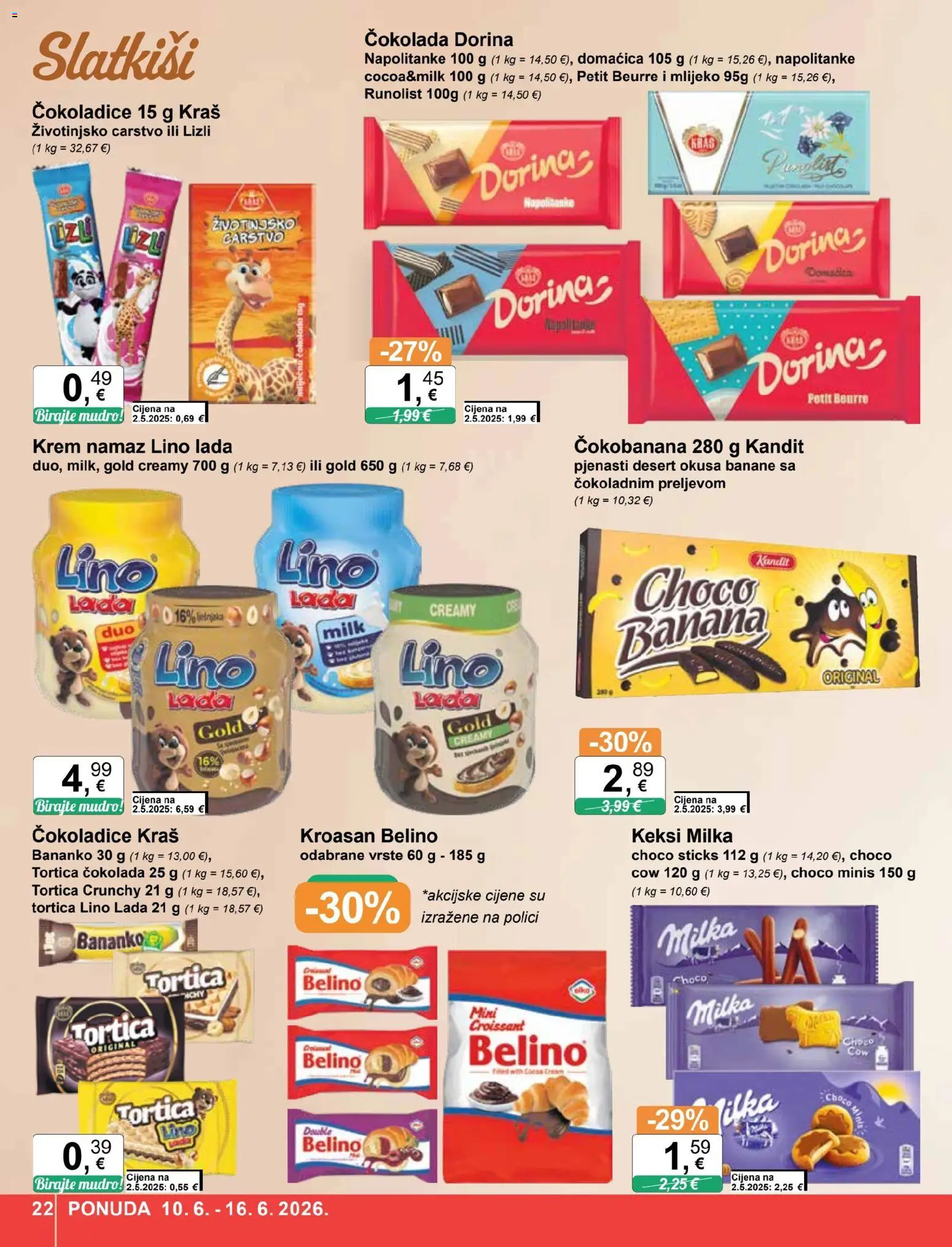 KTC katalog | vrijedi od 10.06.2026 | Stranica: 22 | Proizvodi: Keksi, Mlijeko, Milka, Namaz