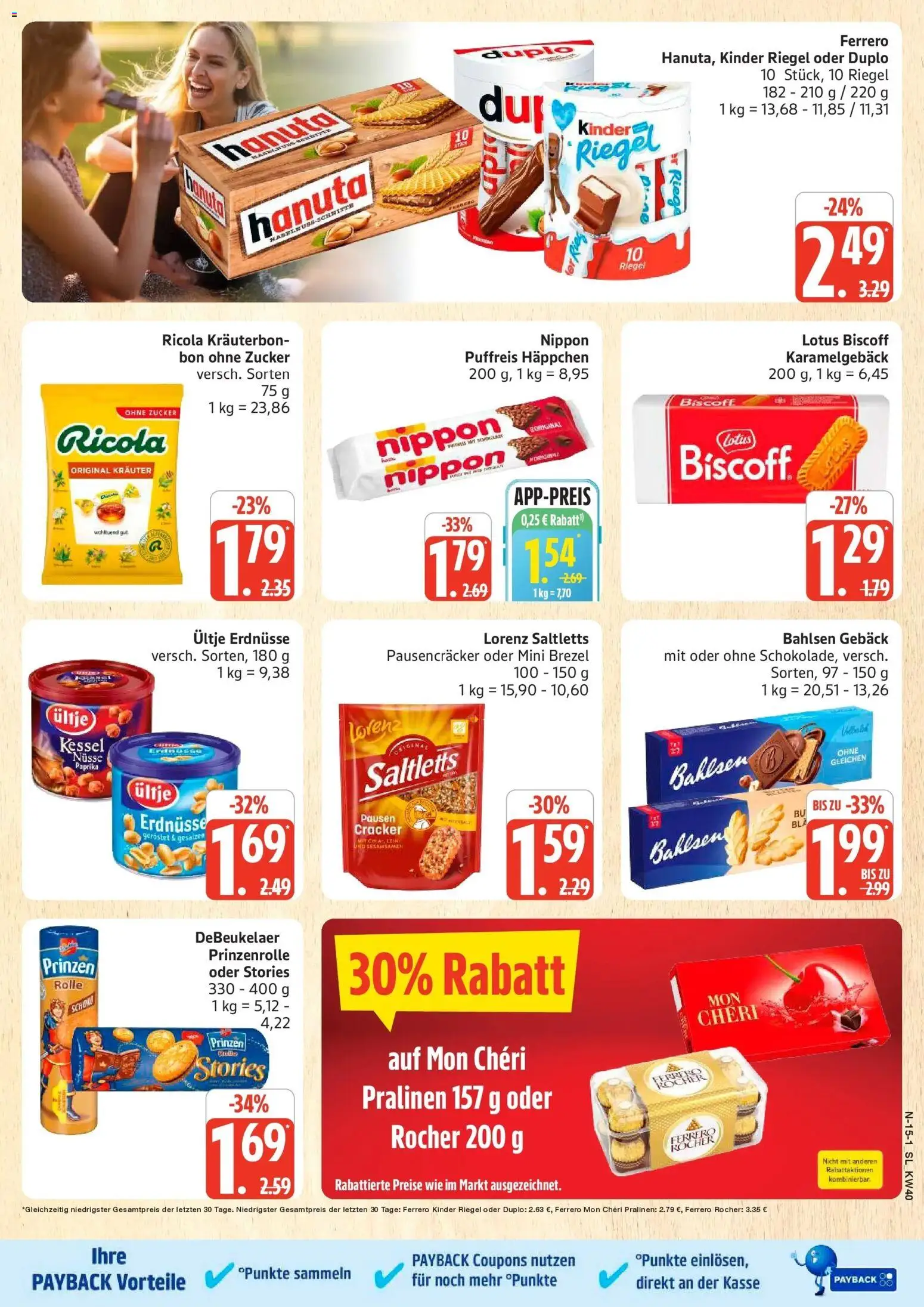 Edeka Prospekt Schleswig (ab 28.09.2026) » Angebote Online | Seite: 15 | Produkte: Ultje erdnusse, Ferrero rocher, Zucker, Nüsse