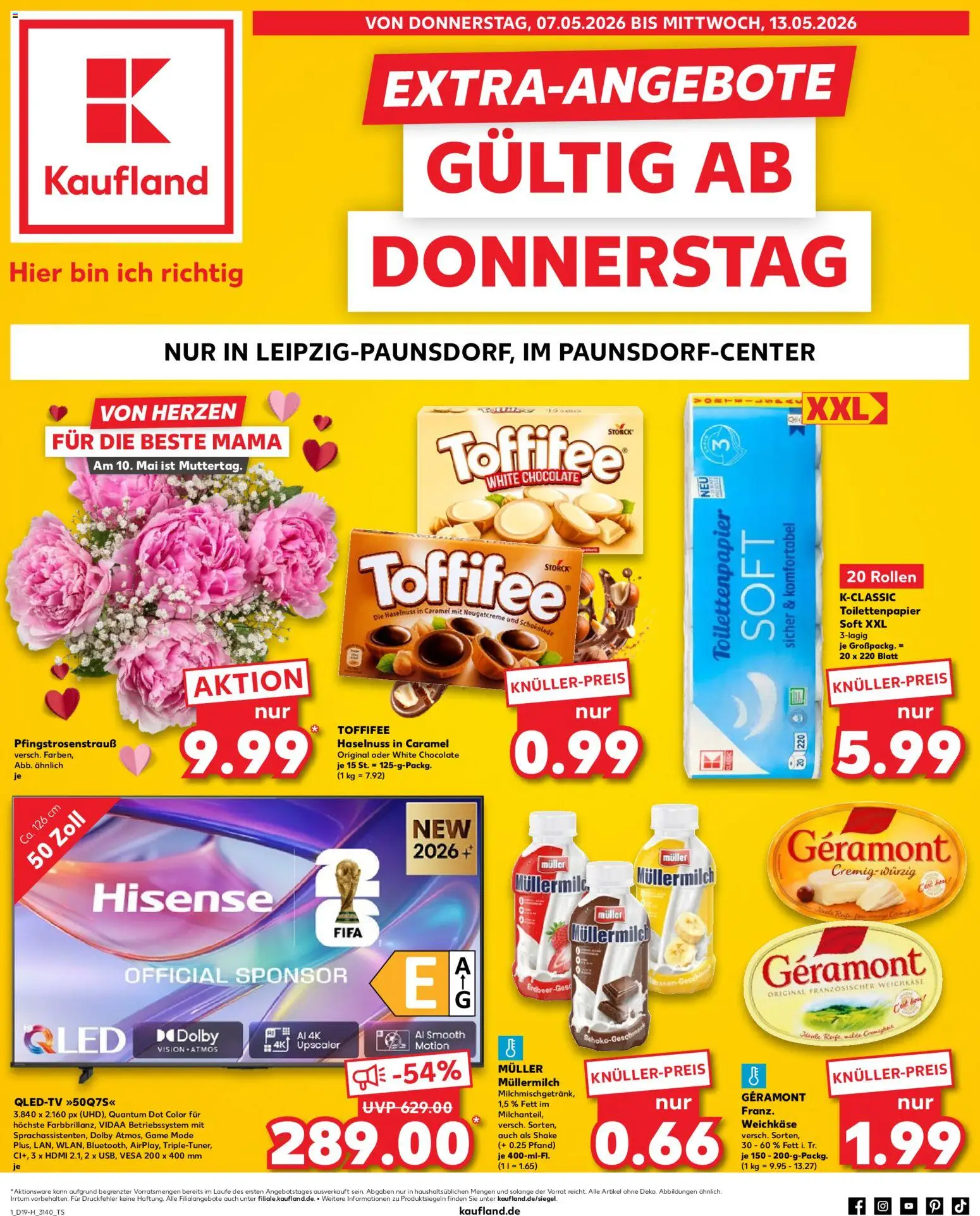 Kaufland Prospekt Leipzig	 – gültig ab 07.05.2026 | Seite: 1 | Produkte: Geramont, Schokolade, Toffifee, Toilettenpapier