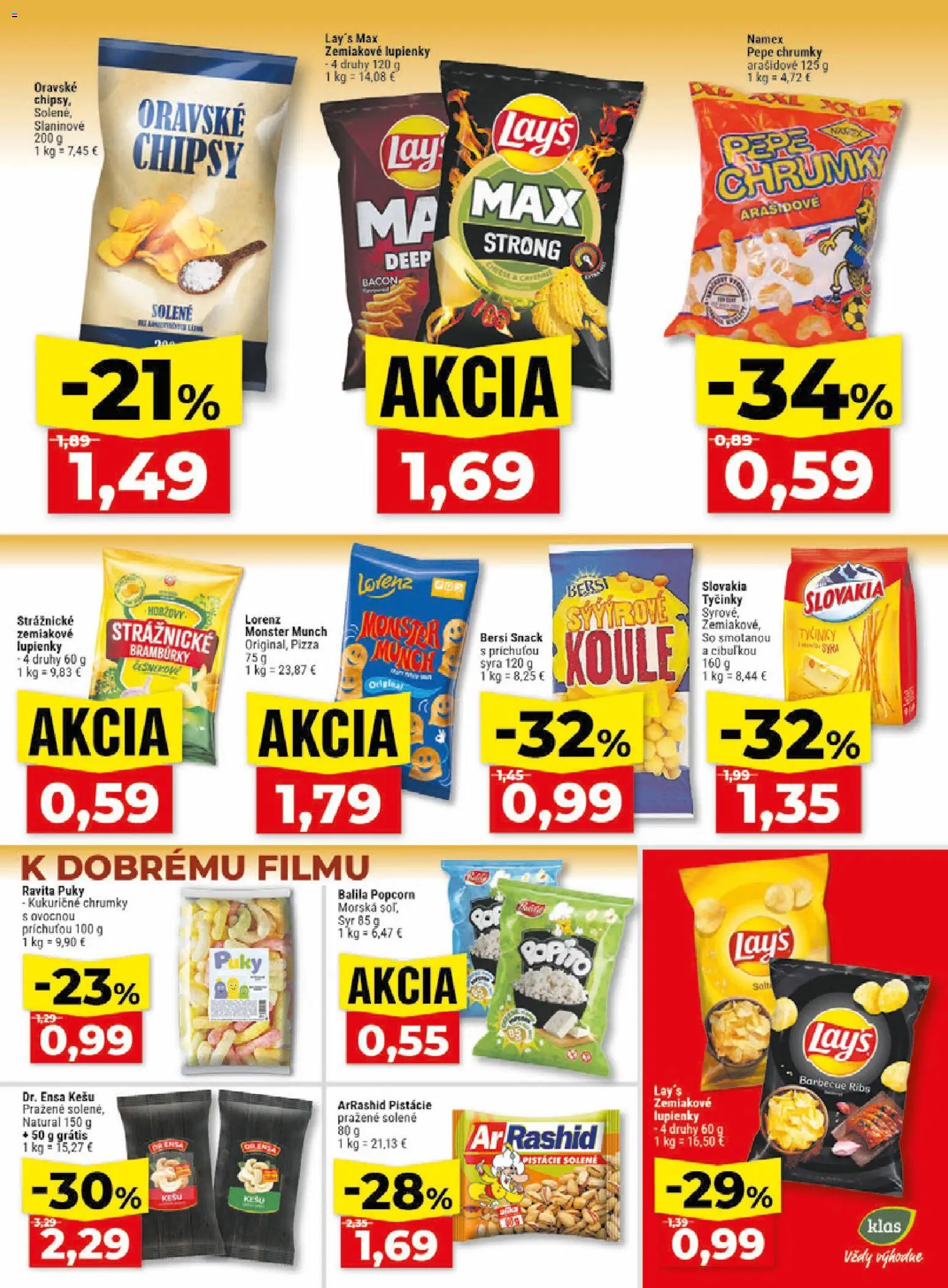 Nové Klas akcie – leták je platný od 15.06.2026 | Strana: 20 | Produkty: Syr, Pizza, Chipsy, Pistácie