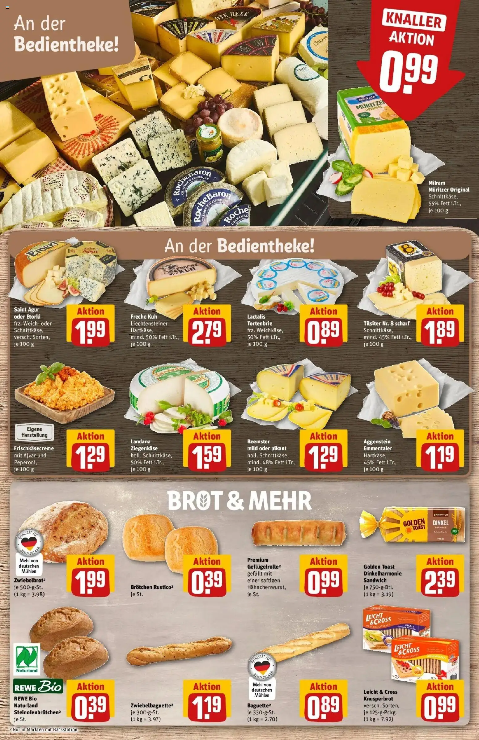 REWE Prospekt ab 17.08.2026 zum Blättern » Angebote | Seite: 13 | Produkte: Mehl, Toast, Milram, Brot