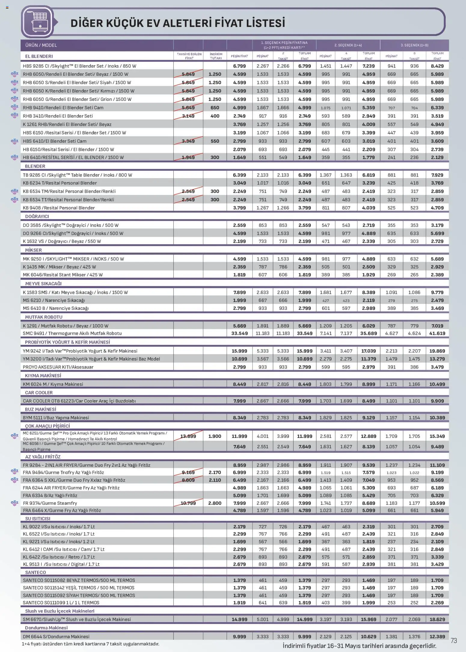 Arçelik Katalog - 16.05.2026 tarihinden itibaren geçerlidir | Sayfa: 73