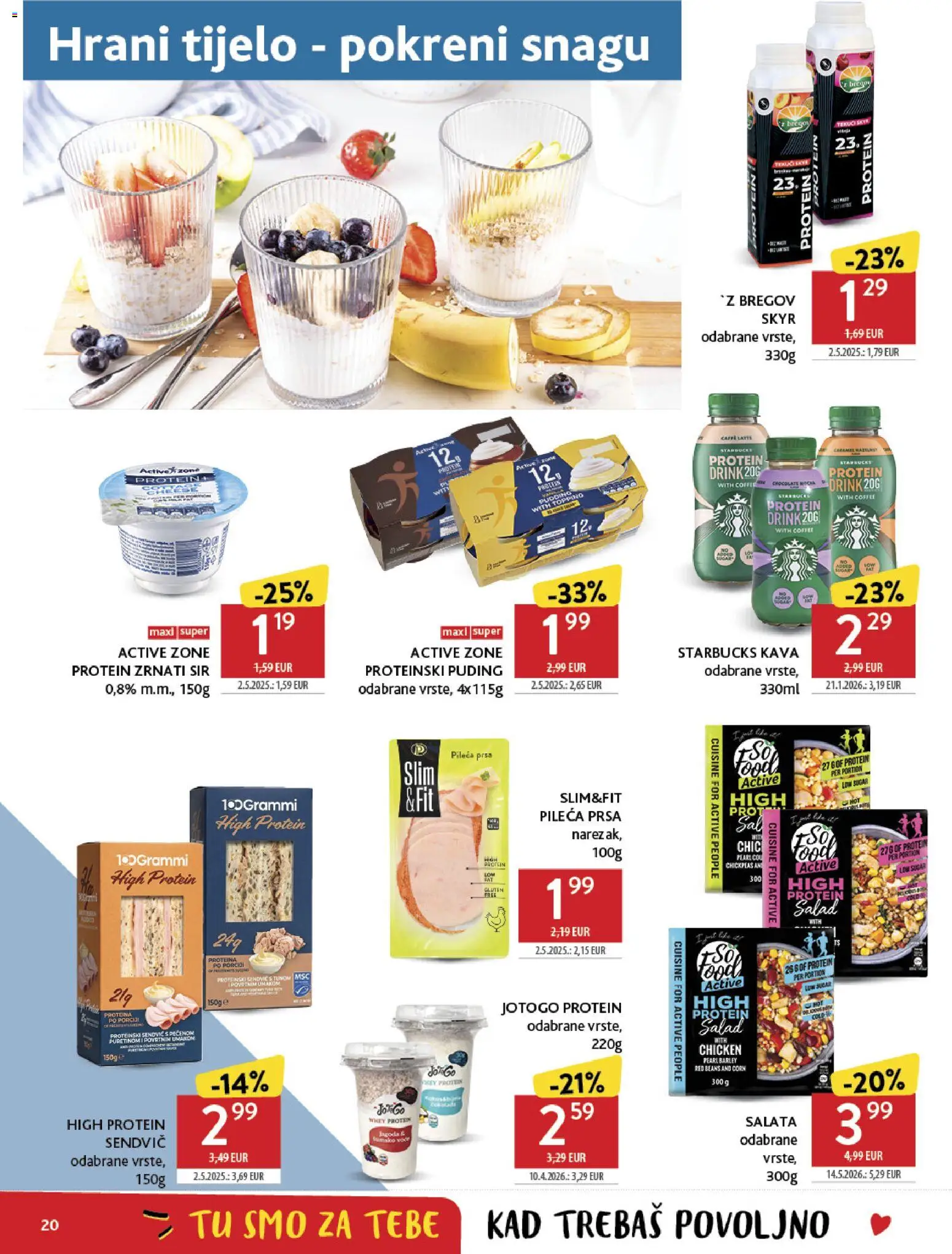 Konzum HR akciós ujság - amely érvényes a következő dátumtól: 2026.09.02. | Oldal: 20 | Termékek: Puding, Skyr, Protein, Saláta