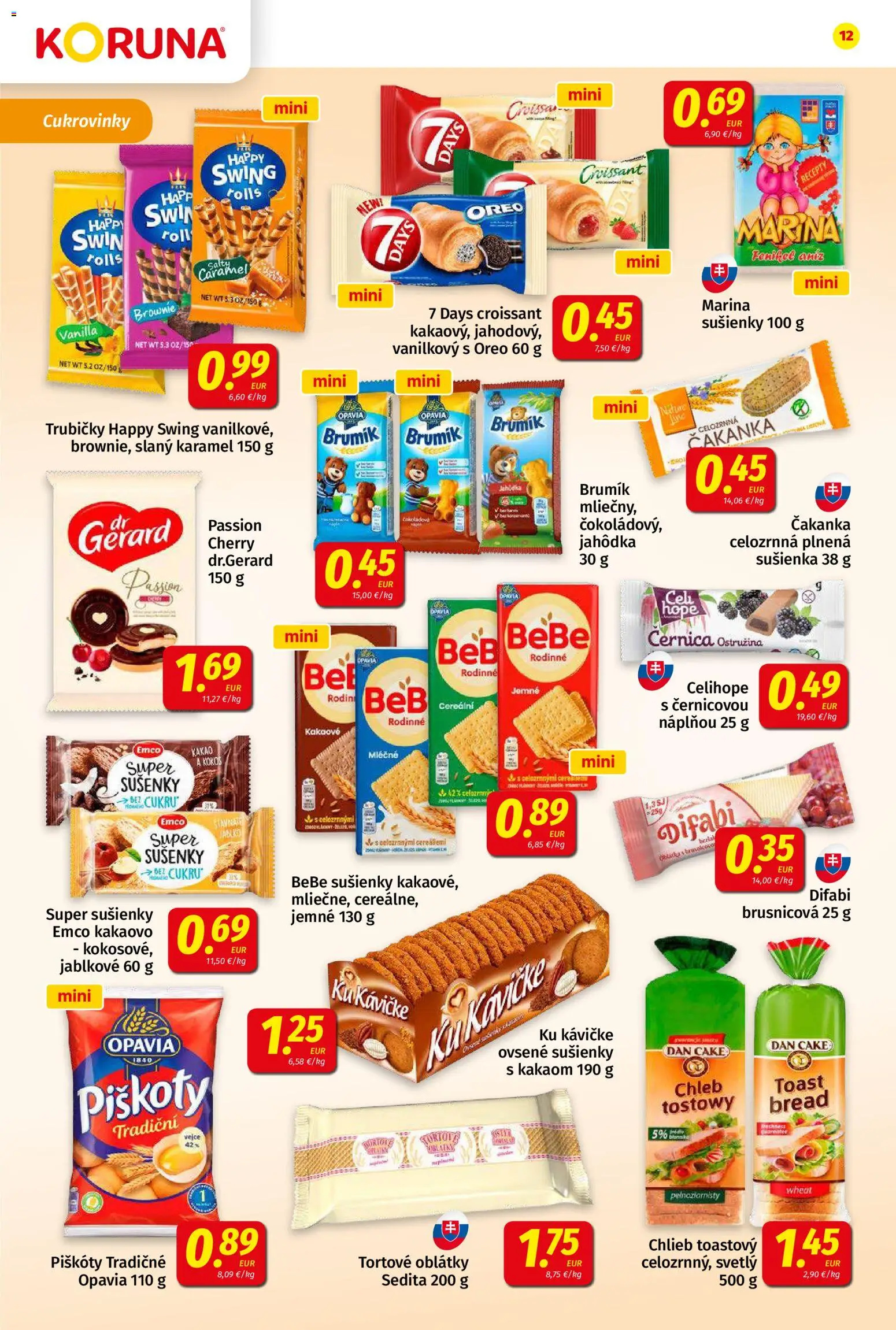 Nové Koruna akcie – leták je platný od 31.07.2026 | Strana: 12 | Produkty: Sušienky, Cukrovinky, Oreo, Kakao