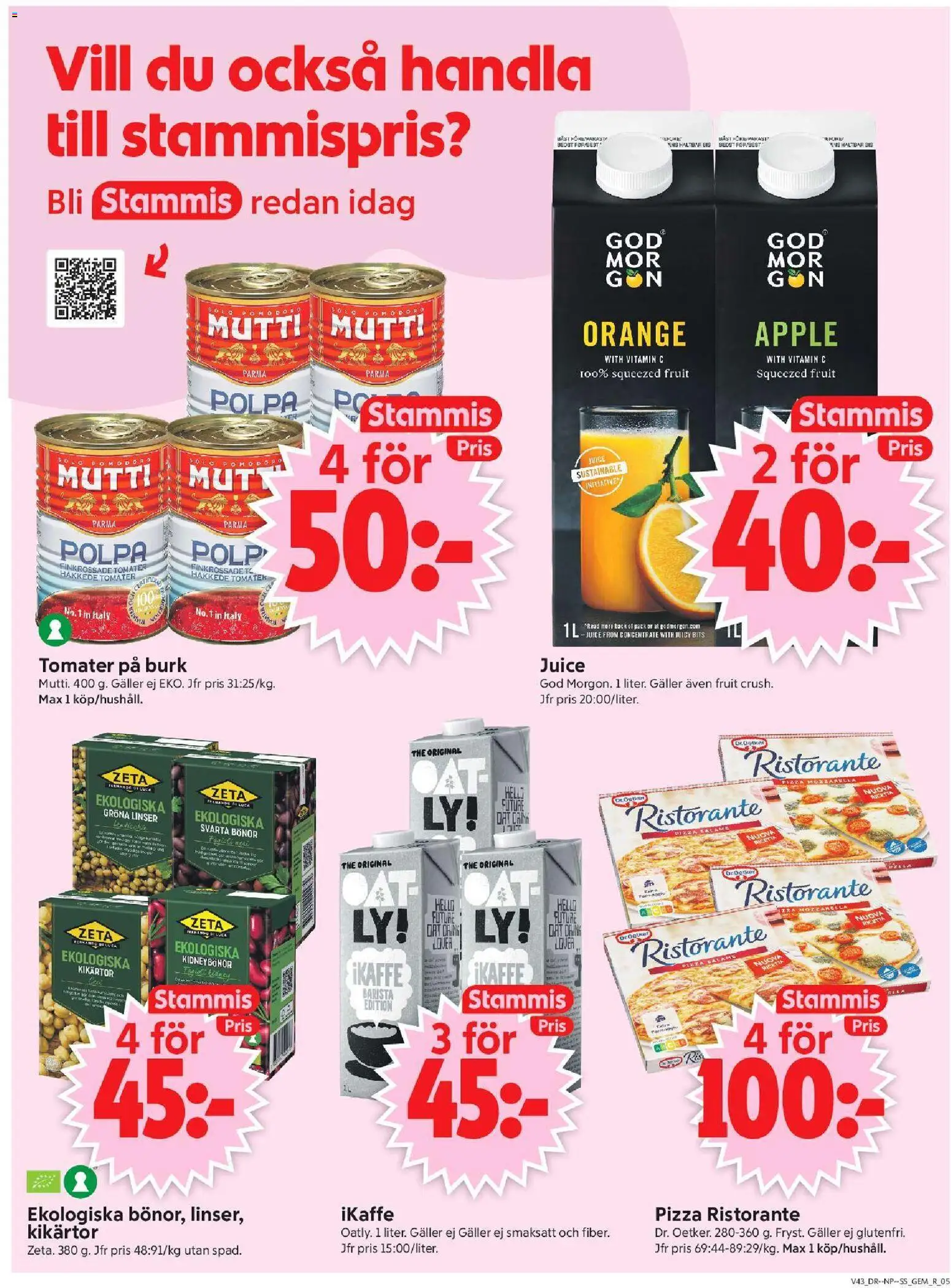 ICA Supermarket reklamblad aktuell från 19/10/2026 | Sida: 5 | Produkter: Linser, Mozzarella, Kikärtor, Salami