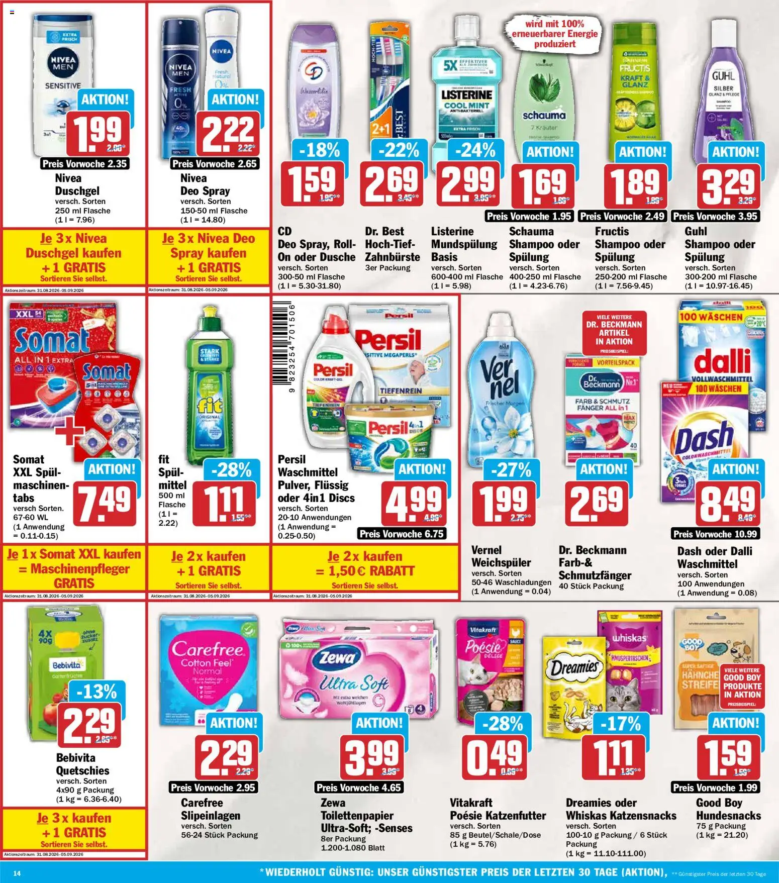 HIT Prospekt – gültig ab 31.08.2026 | Seite: 14 | Produkte: Katzenfutter, Zewa, Spülung, Toilettenpapier