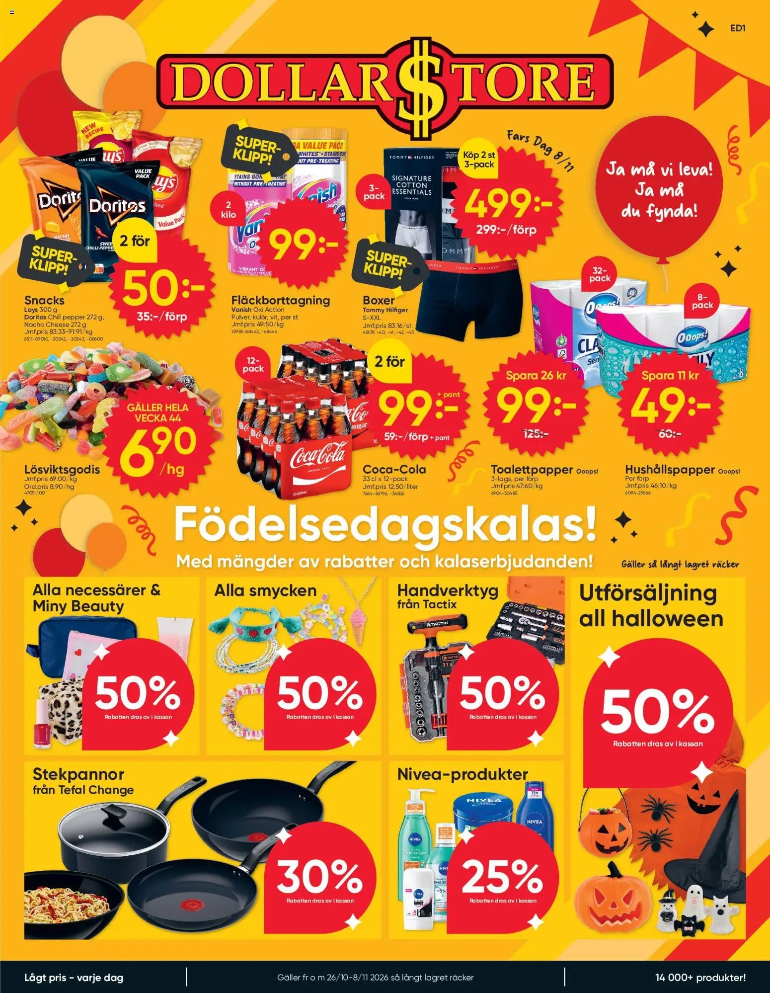 Dollar Store reklamblad aktuell från 26/10/2026 | Sida: 1 | Produkter: Galler, Nivea, Handverktyg, Snacks