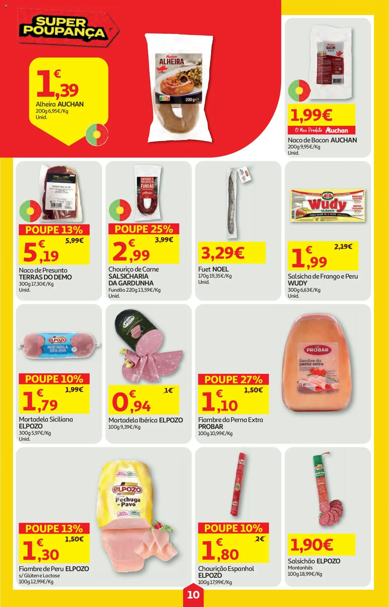 Auchan folheto │ válido de 07.05.2026 | Página: 10 | Produtos: Frango, Peru, Presunto, Carne