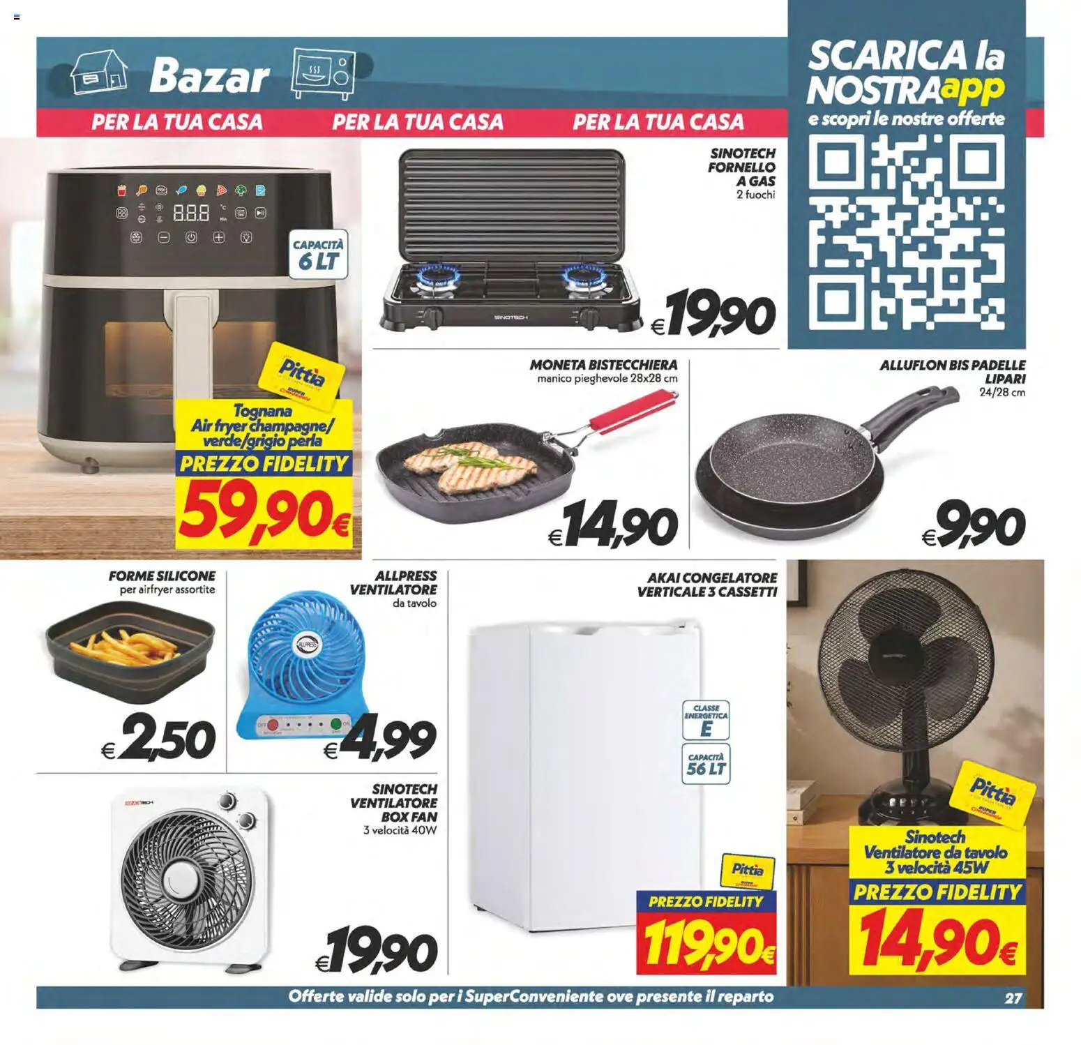 Volantino SuperConveniente del 29.05.2026 | Pagina: 27 | Prodotti: Fornello a gas, Congelatore, Fornello, Tavolo