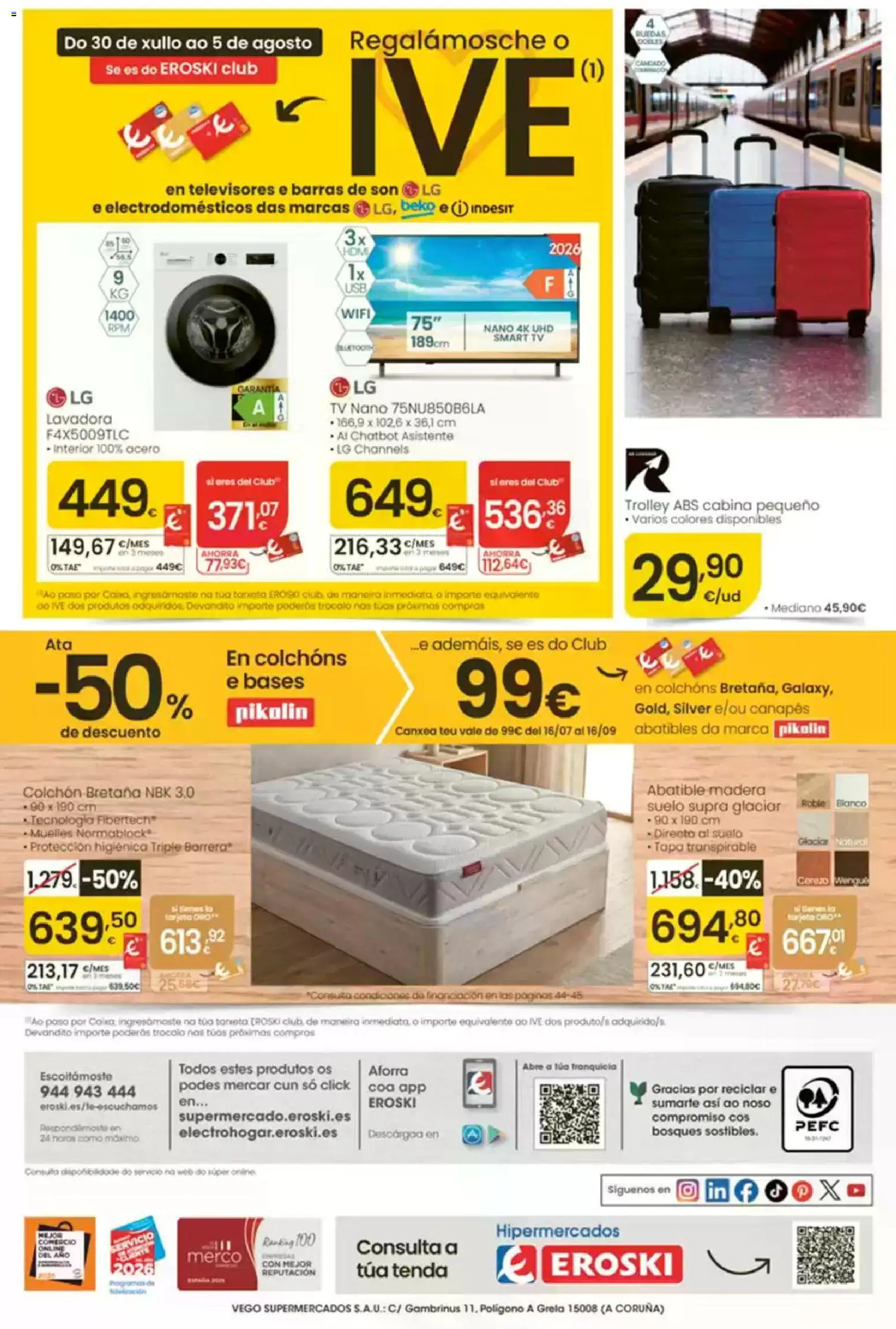 Eroski É bo que sexa de aquí │ válido desde el 30/07/2026 | Página: 48 | Productos: Colchon, Lavadora