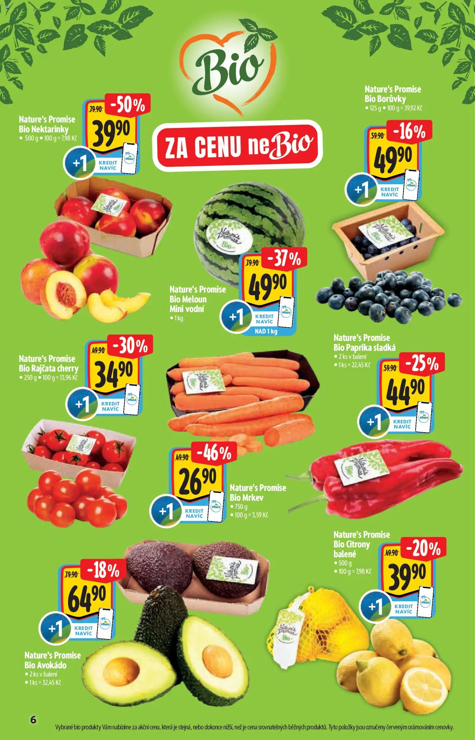 Albert katalog - Supermarket od 17.06.2026 | Strana: 6 | Produkty: Bio mrkev, Borůvky, Nektarinky, Avokádo