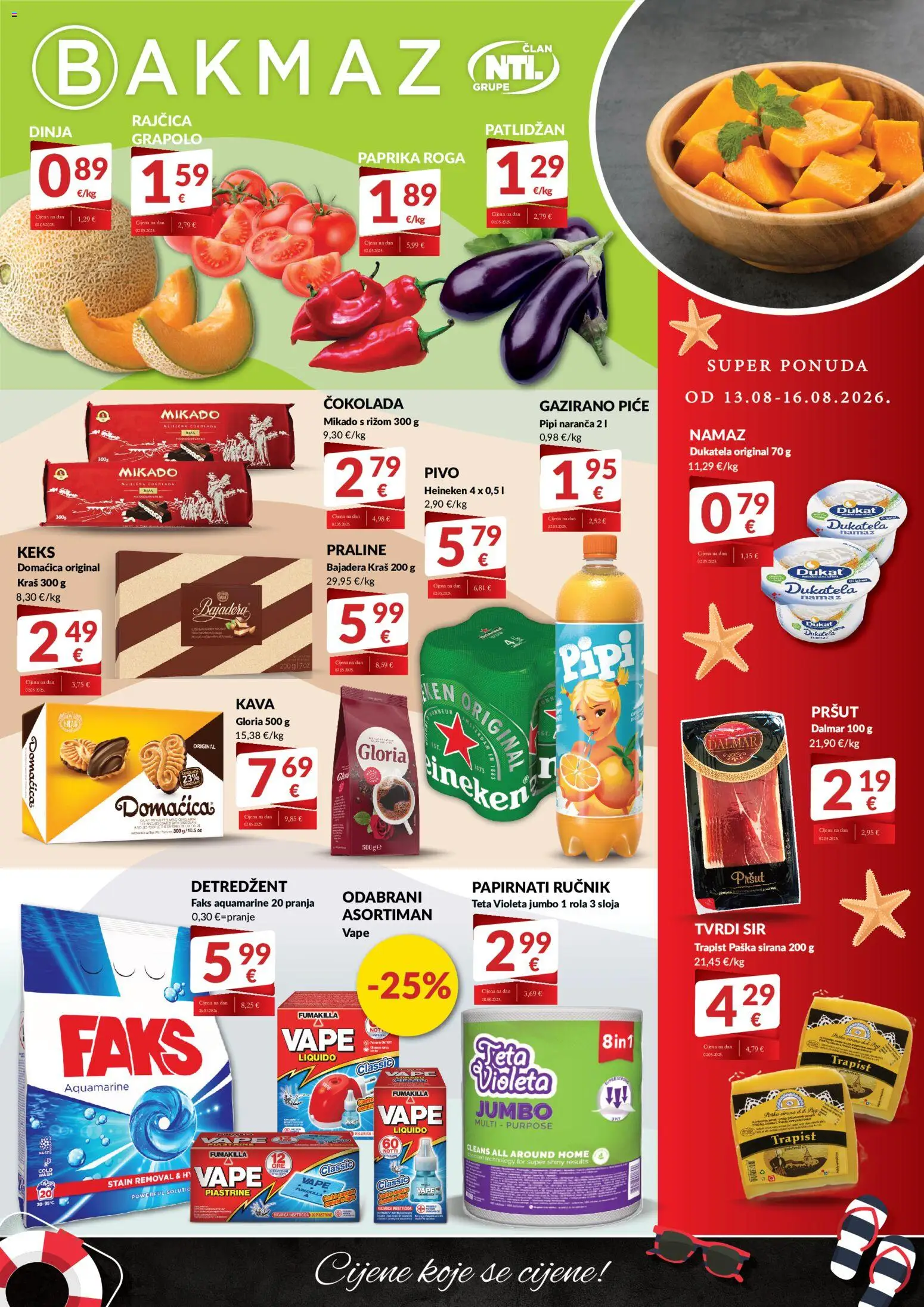 Bakmaz katalog | vrijedi od 13.08.2026 | Stranica: 1 | Proizvodi: Praline, Paprika, Dinja, Rajčica