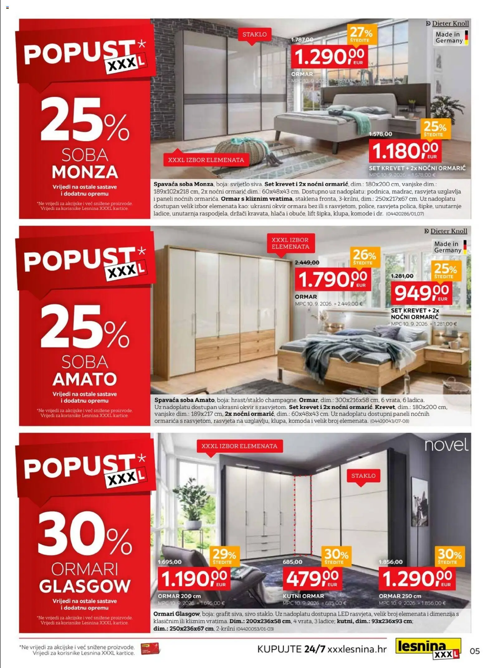 Lesnina katalog | vrijedi od 29.09.2026 | Stranica: 5 | Proizvodi: Krevet, Spavaća soba, Noćni ormarić, Ormari