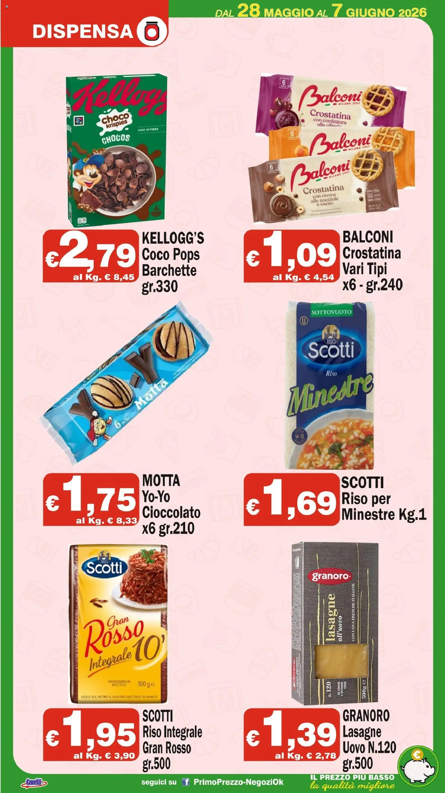 Volantino Primo Prezzo del 28.05.2026 | Pagina: 6 | Prodotti: Crema, Uova, Nocciole, Cacao