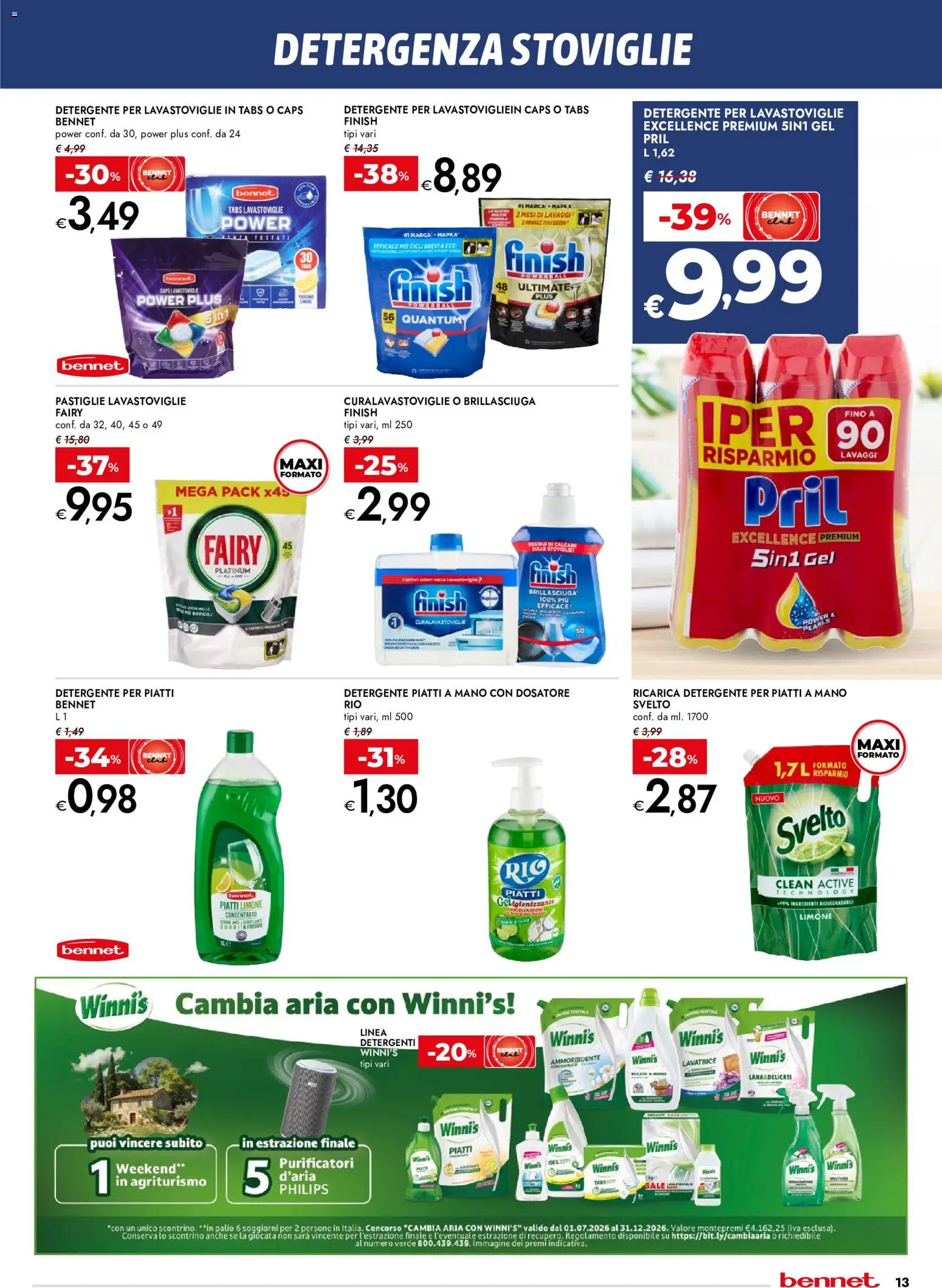 Volantino bennet del 20/08/2026 | Pagina: 13 | Prodotti: Detergente, Limone, Lavatrice, Ingredienti