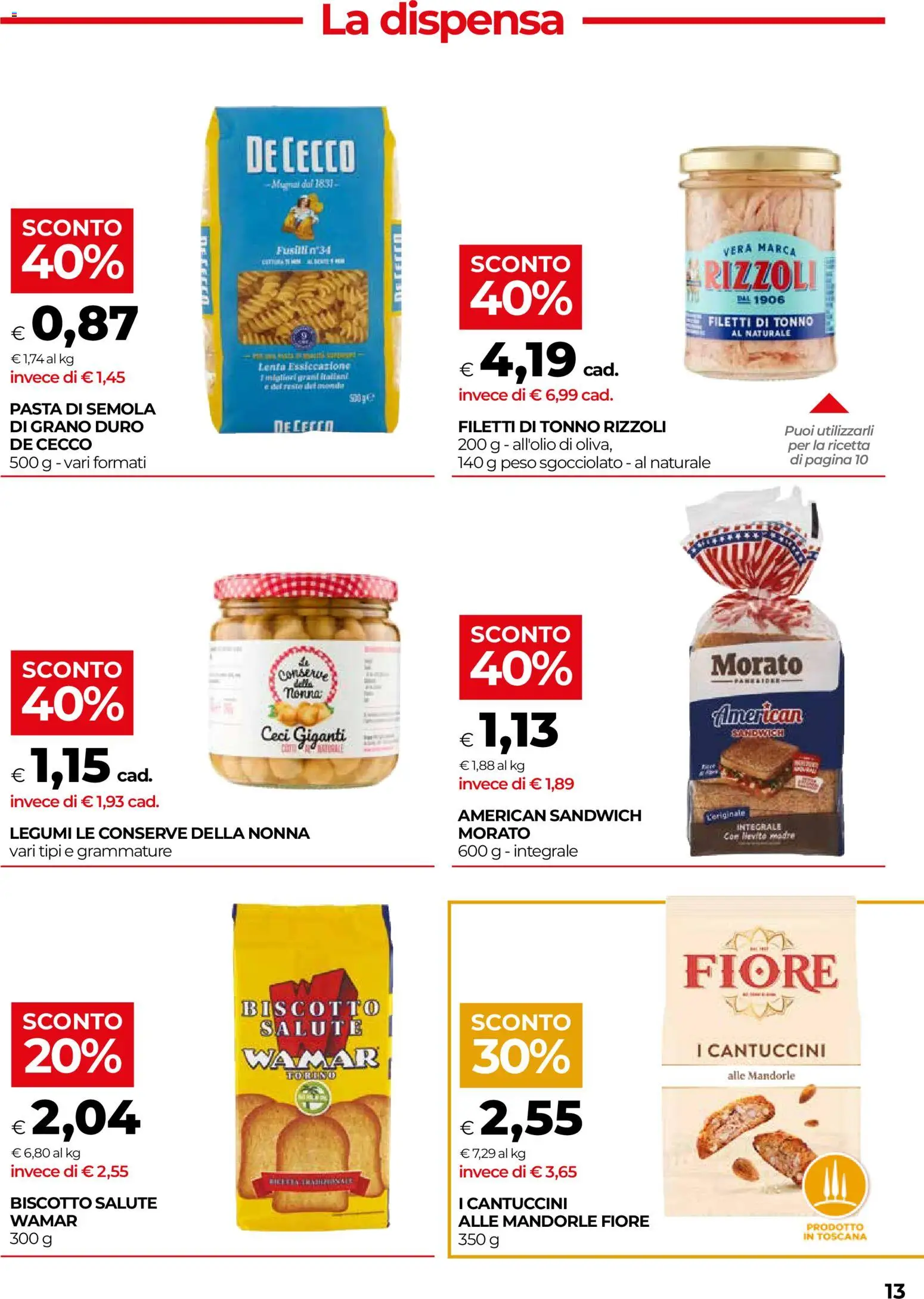 Volantino COOP del 20/08/2026 | Pagina: 13 | Prodotti: Ceci, Pasta di semola, Tonno al naturale, Conserve