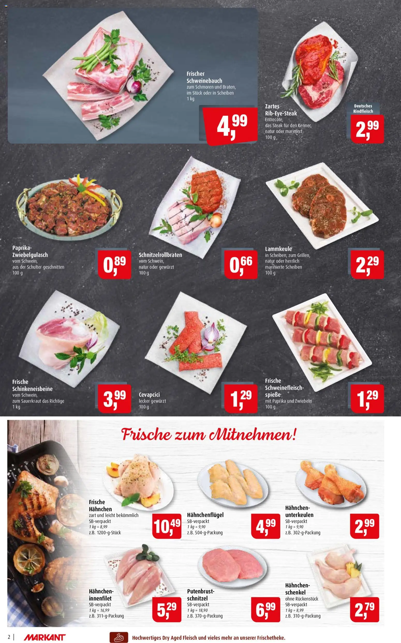 Markant Prospekt – gültig ab 14.09.2026 | Seite: 2 | Produkte: Lammkeule, Hahnchen, Schweinefleisch, Rindfleisch