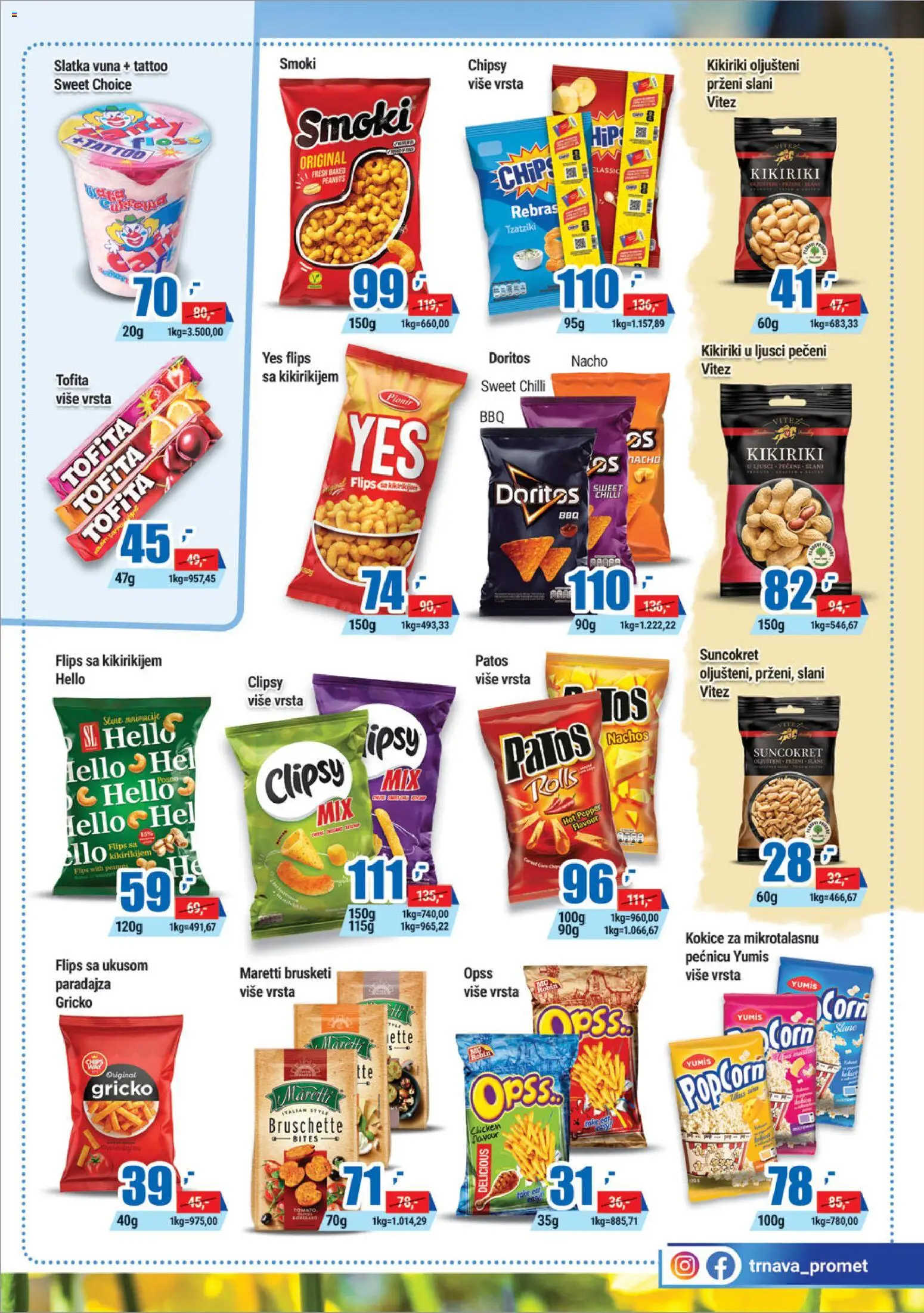 Trnava Promet katalog - važi od 27.04.2026 | Strana: 11 | Proizvode: Smoki, Kikiriki, Doritos, Pečeni kikiriki